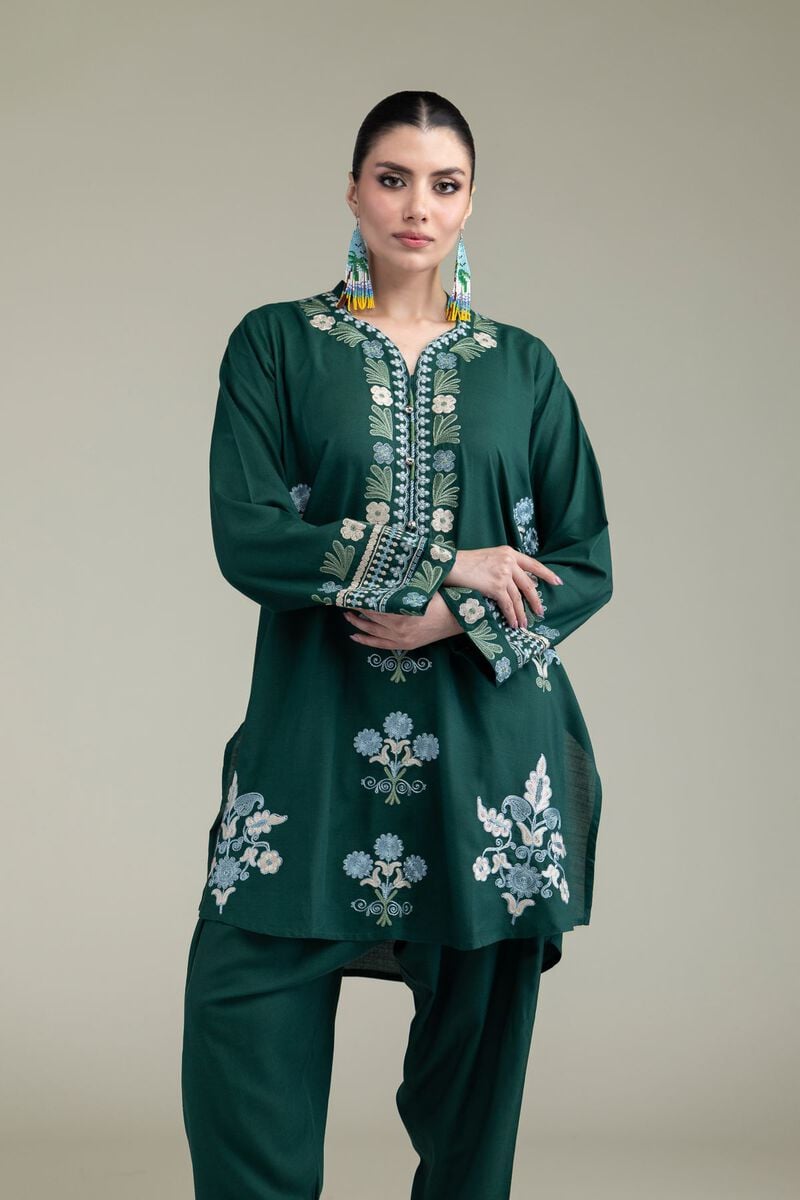 Green V-Neck Kurta
