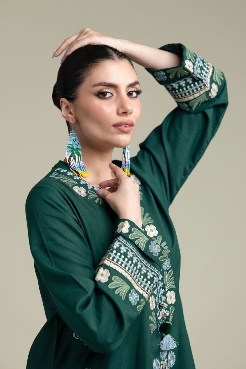 Green V-Neck Kurta