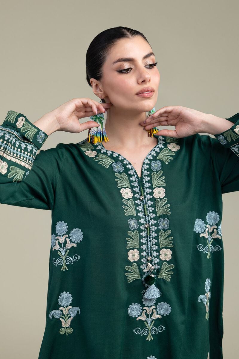 Green V-Neck Kurta