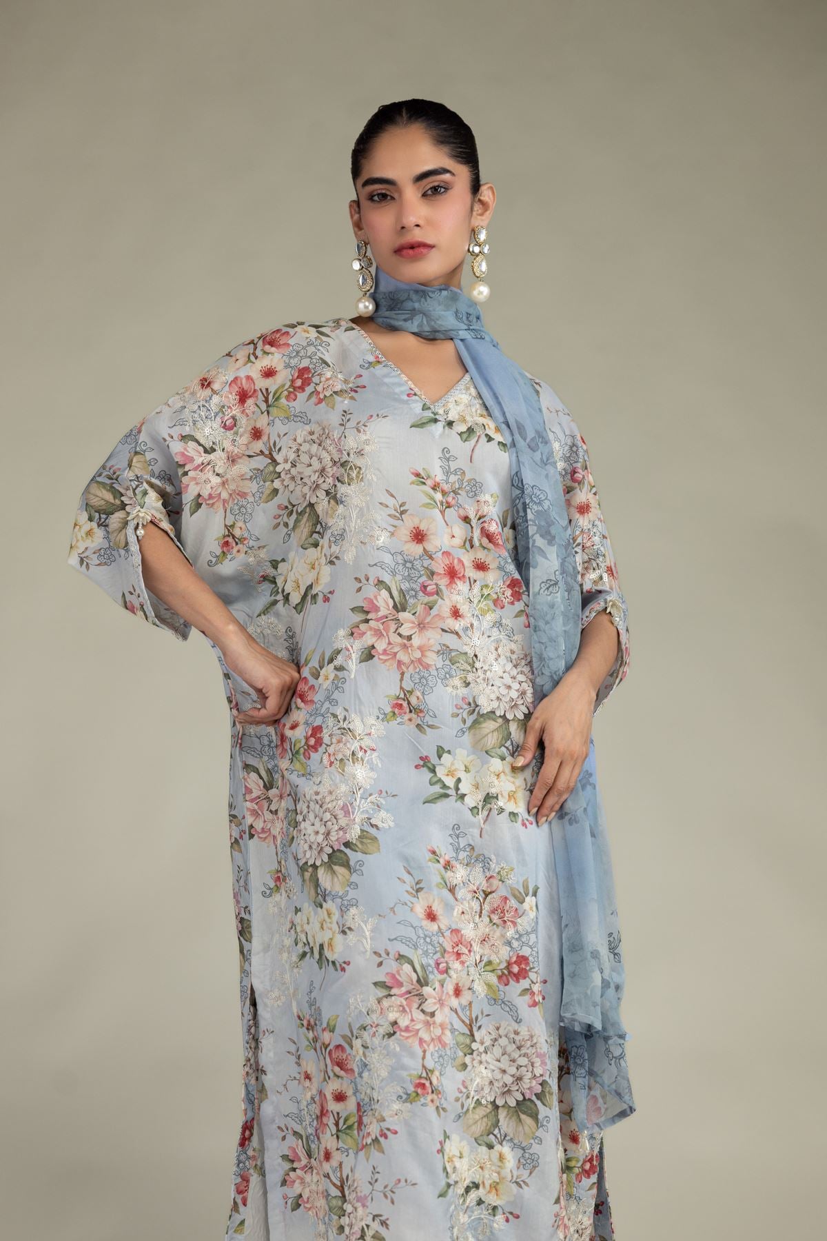 Floral Chiffon Dupatta