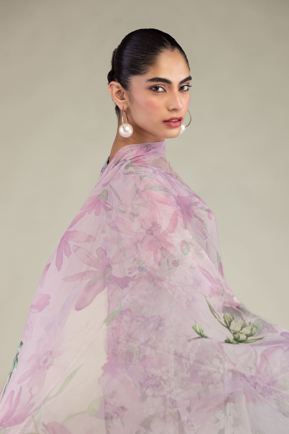 Floral Chiffon Dupatta