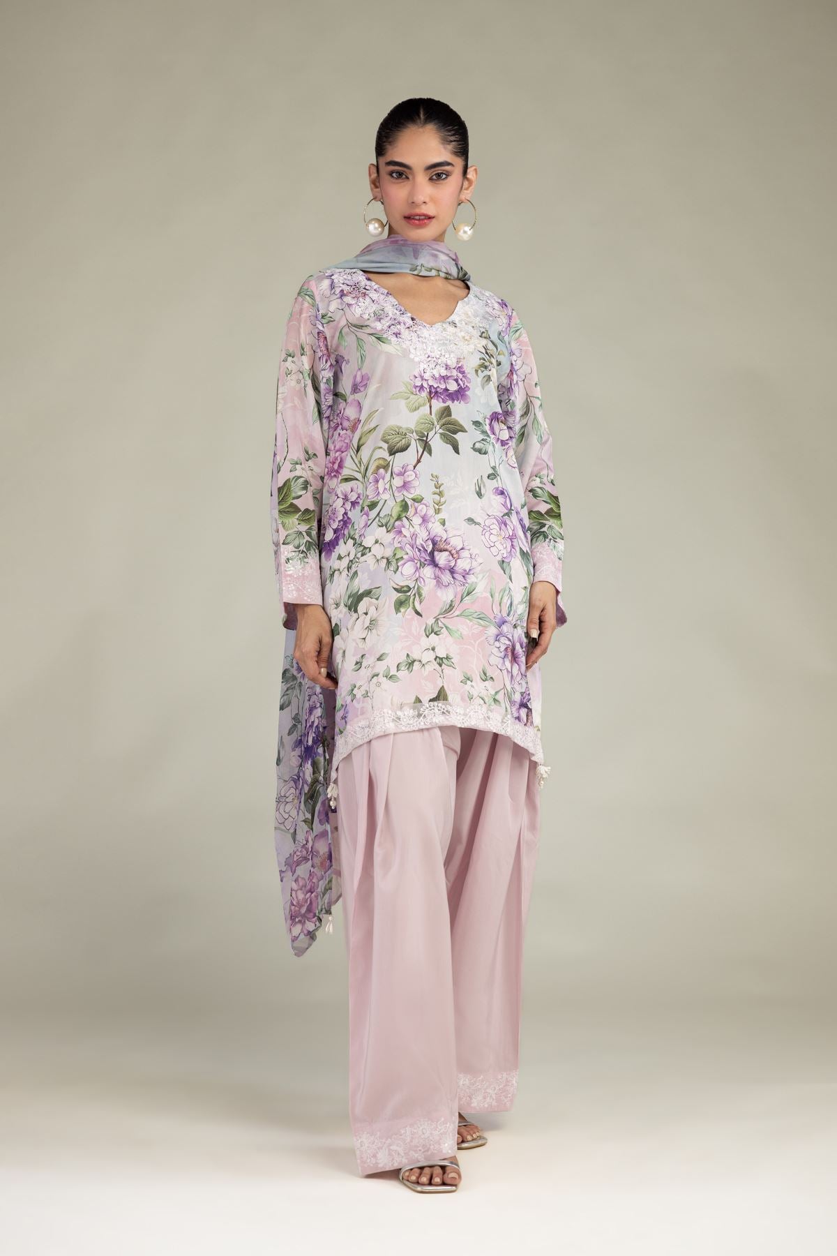 Floral Chiffon Dupatta