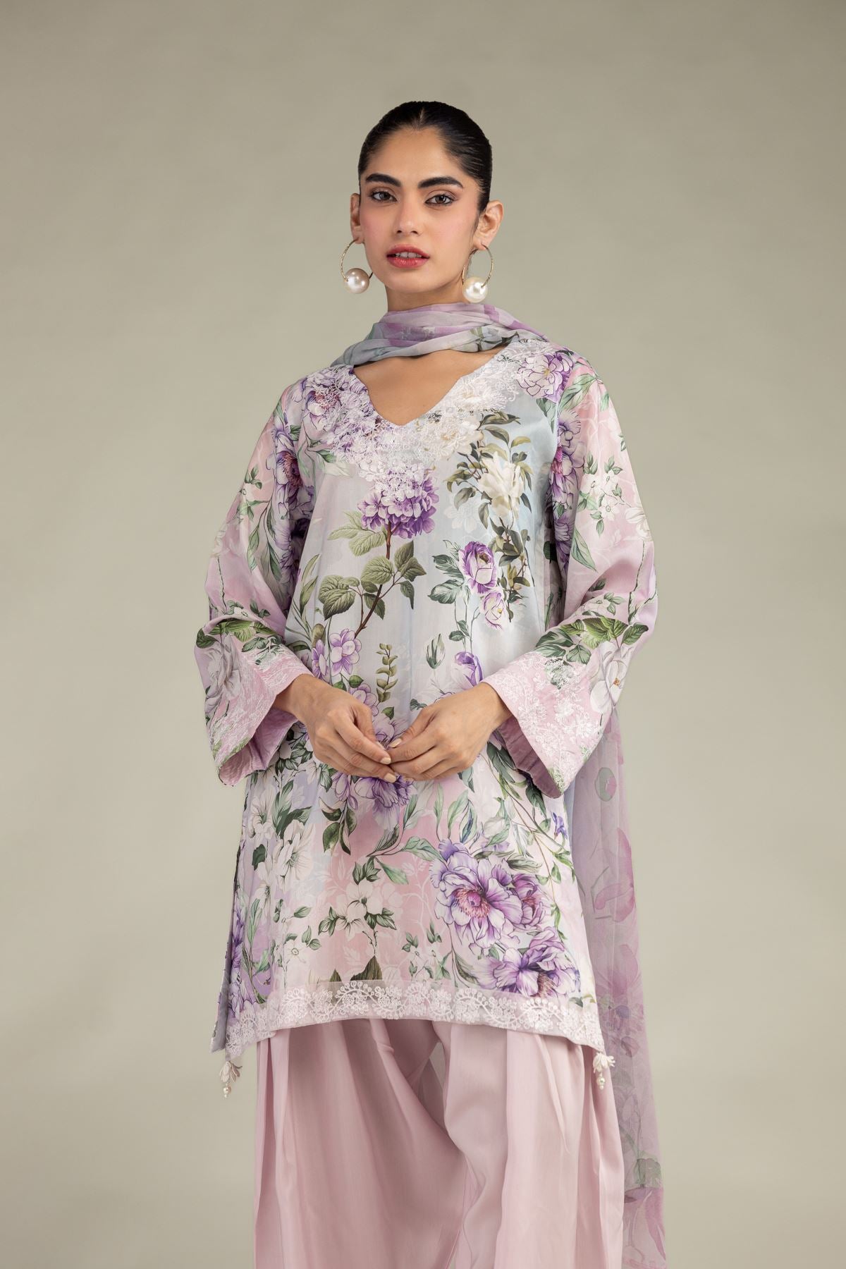 Floral Chiffon Dupatta