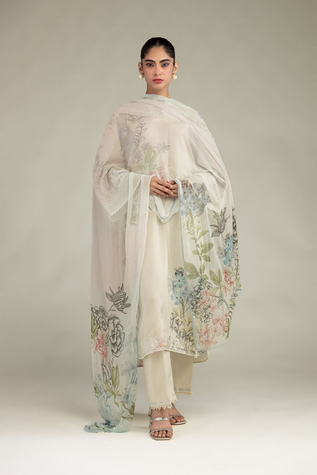 Floral Chiffon Dupatta