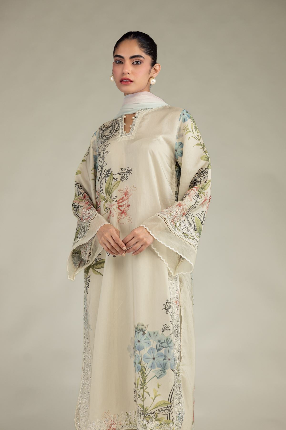 Floral Chiffon Dupatta