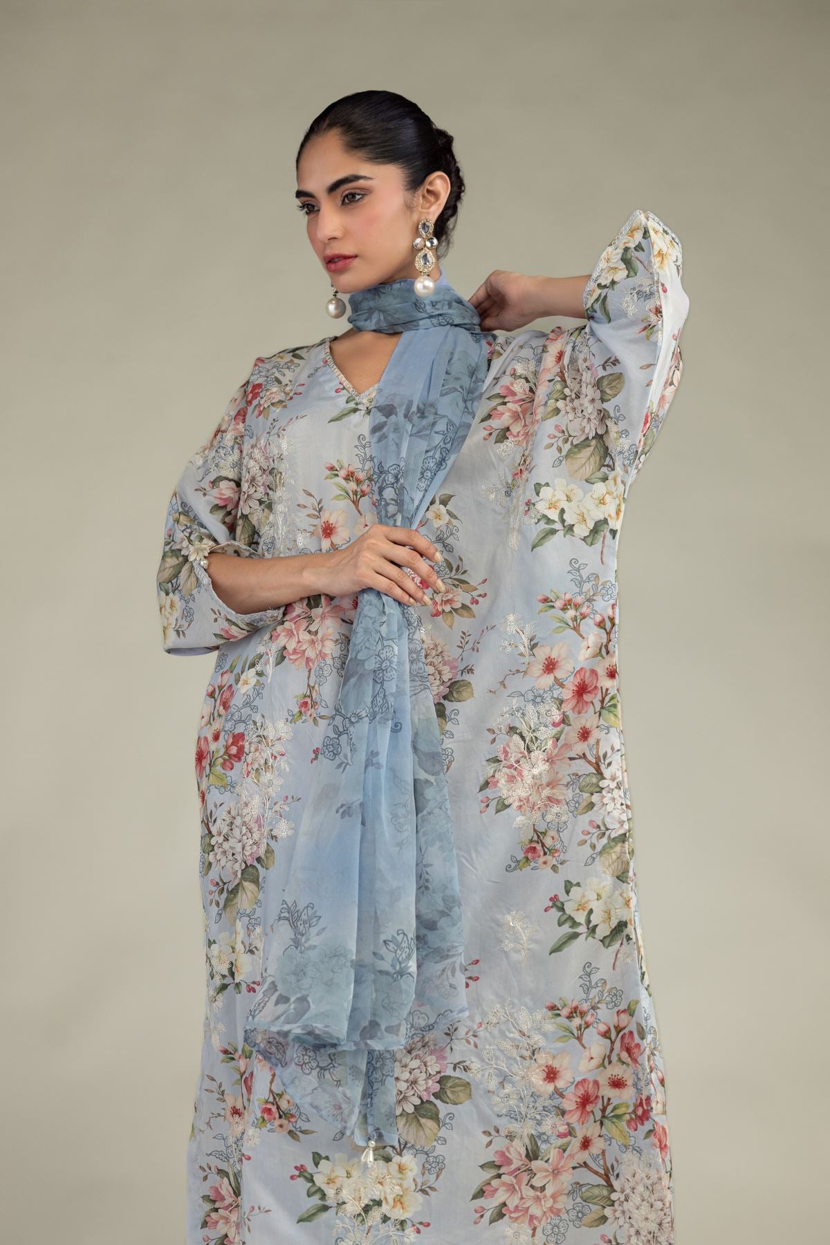 Floral Chiffon Dupatta