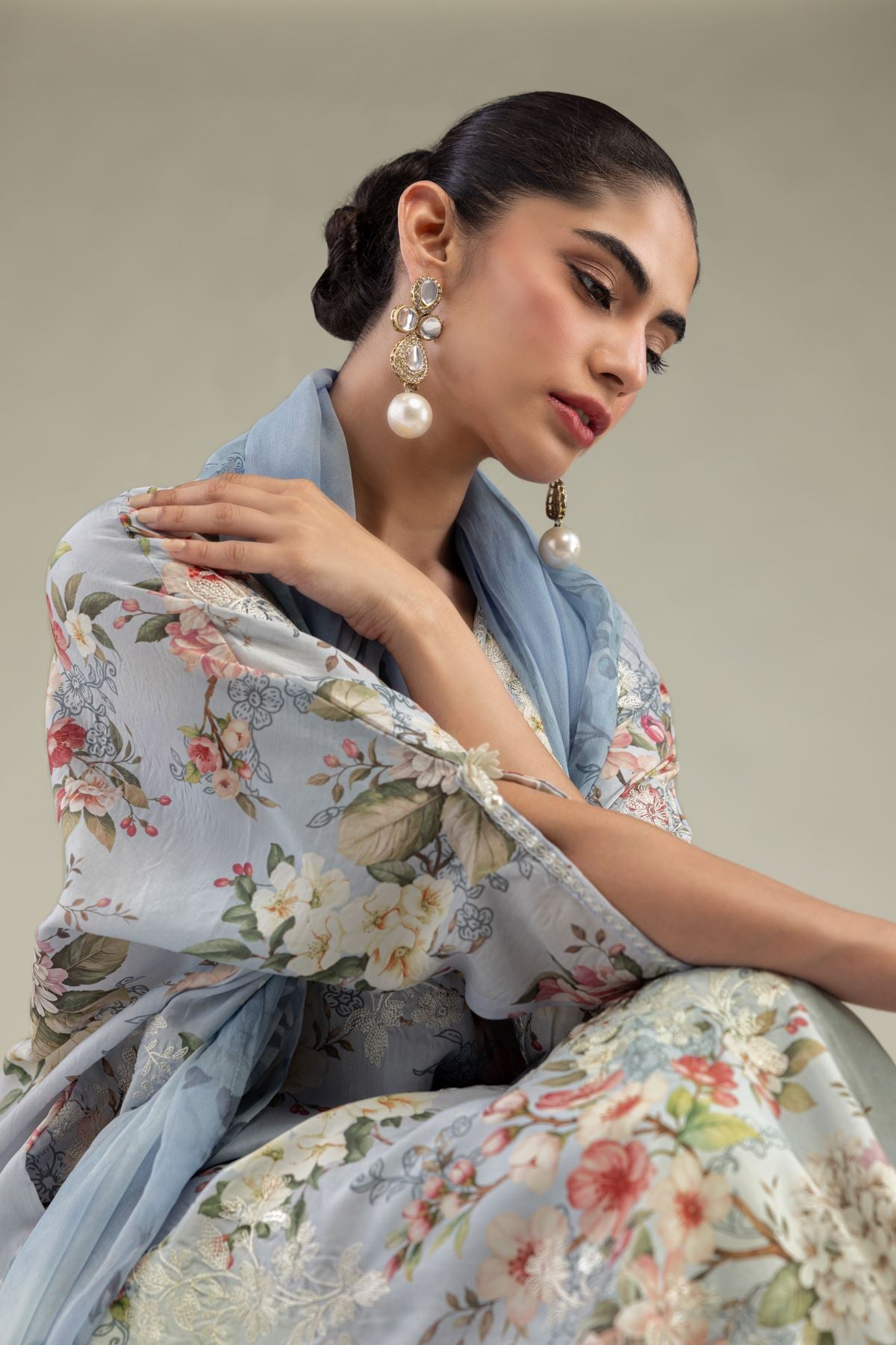 Floral Chiffon Dupatta