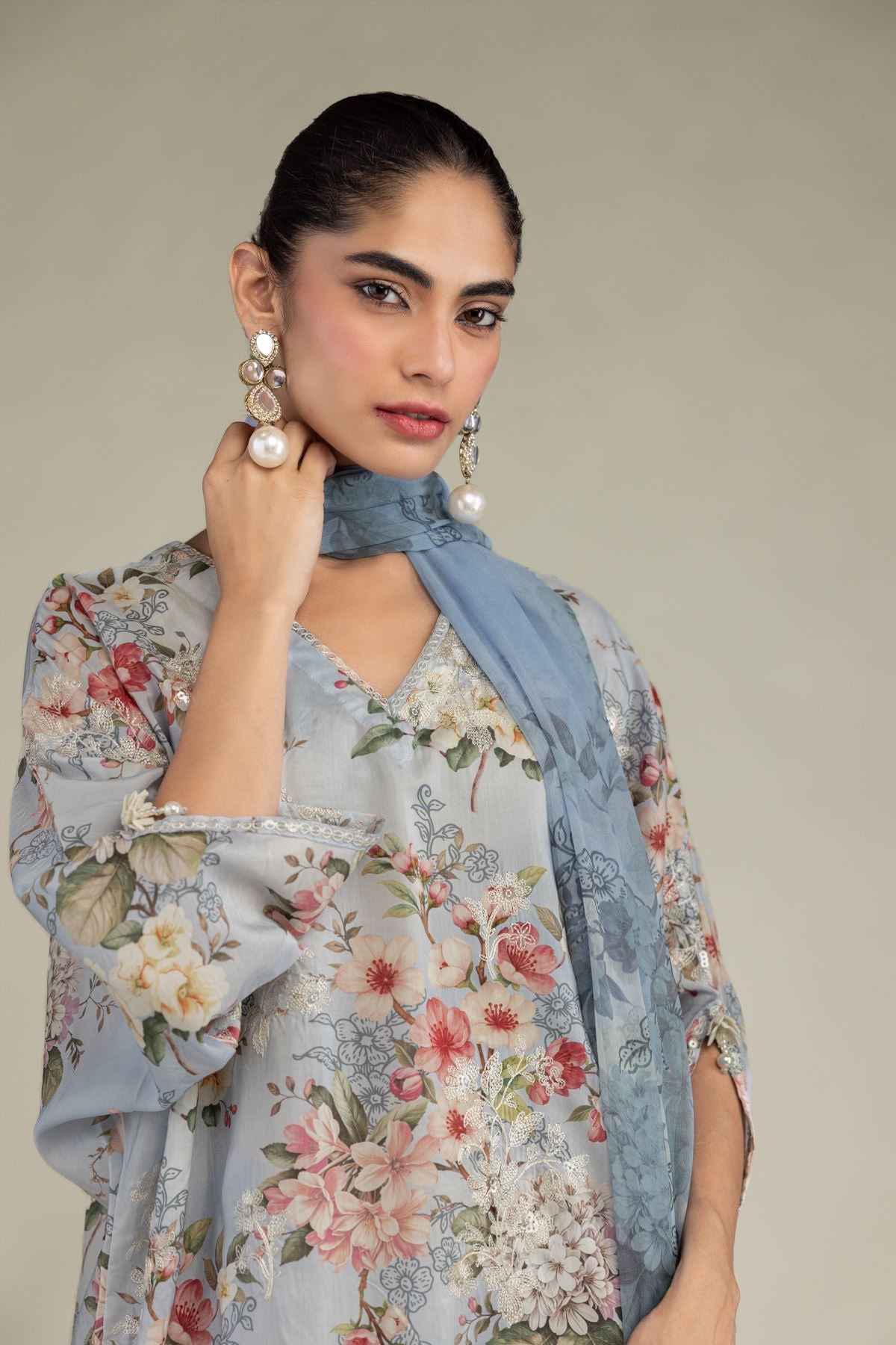 Floral Chiffon Dupatta
