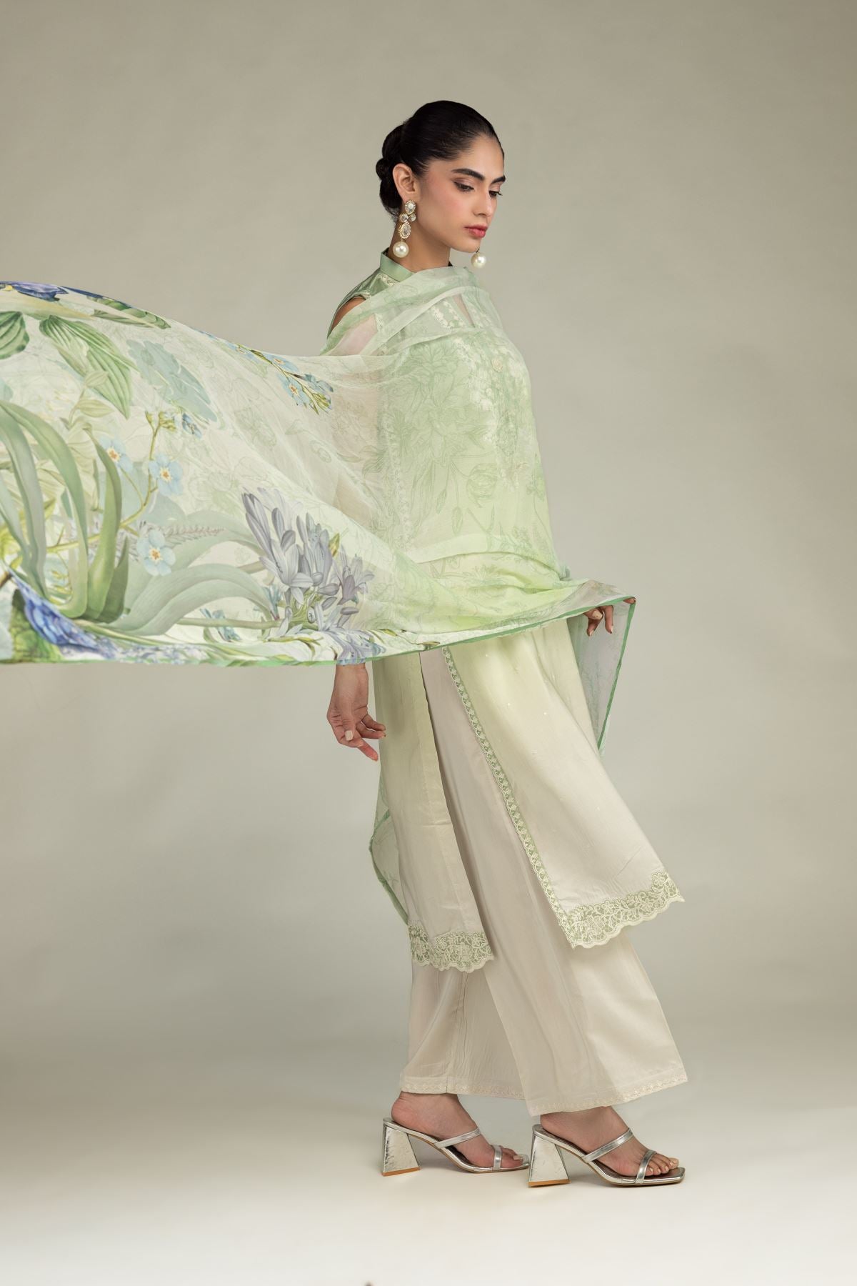 Floral Chiffon Dupatta