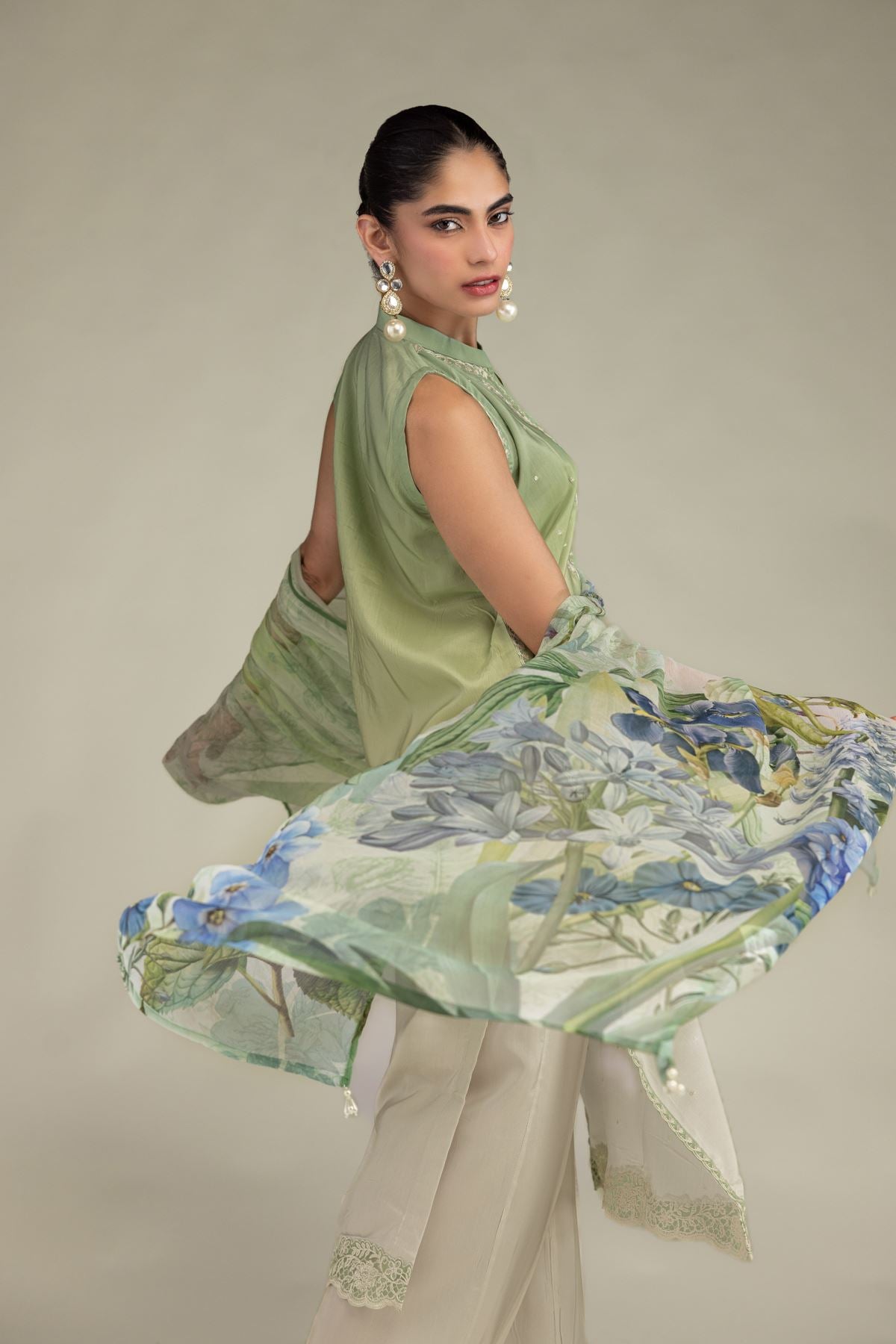 Floral Chiffon Dupatta