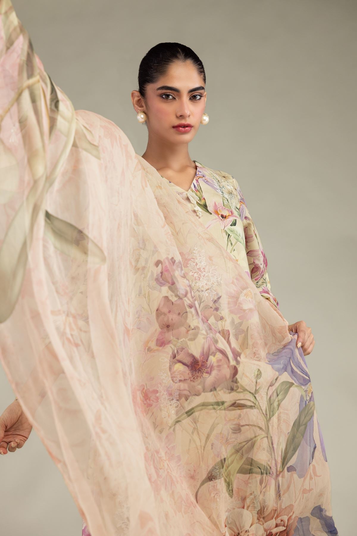 Floral Chiffon Dupatta