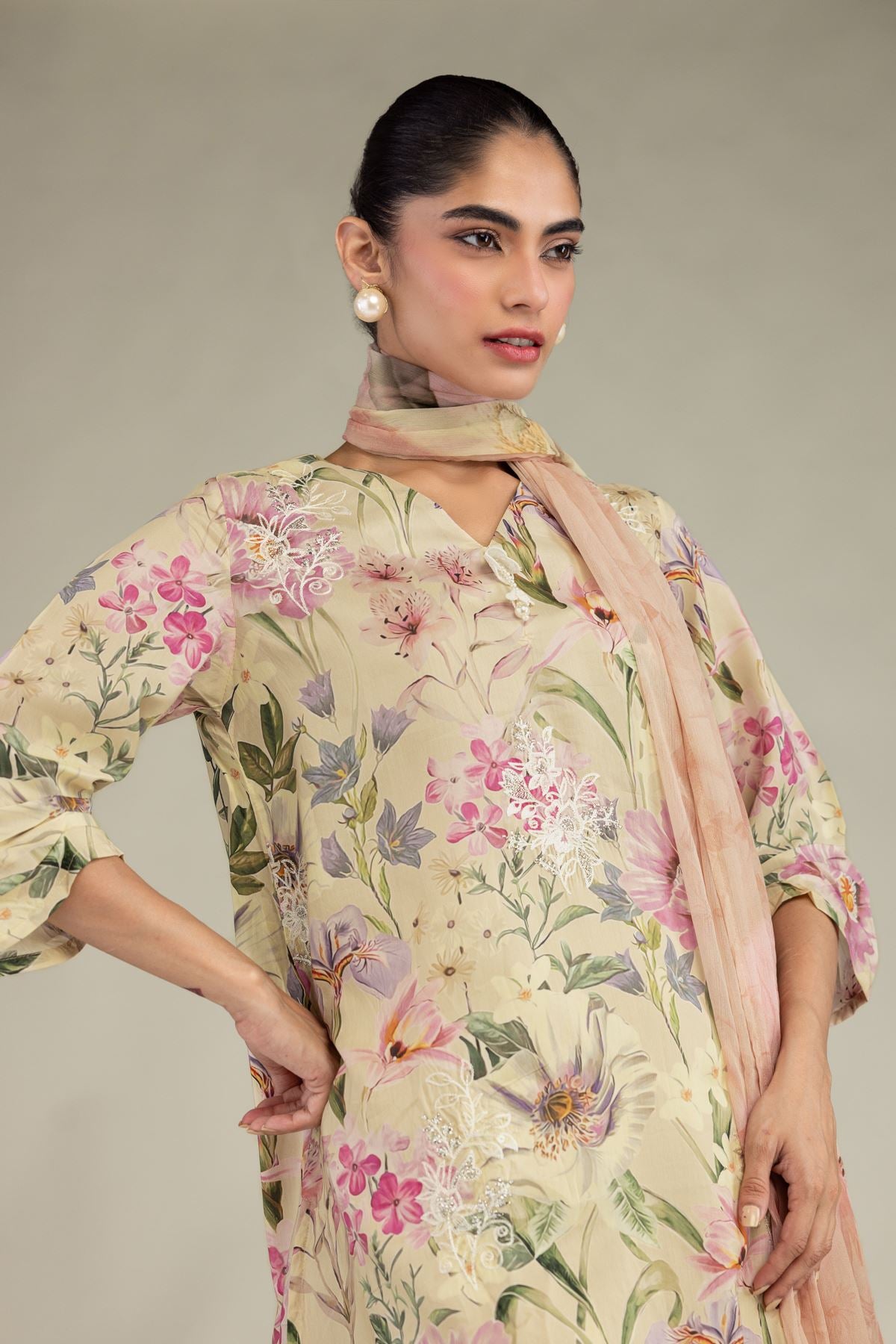 Floral Chiffon Dupatta