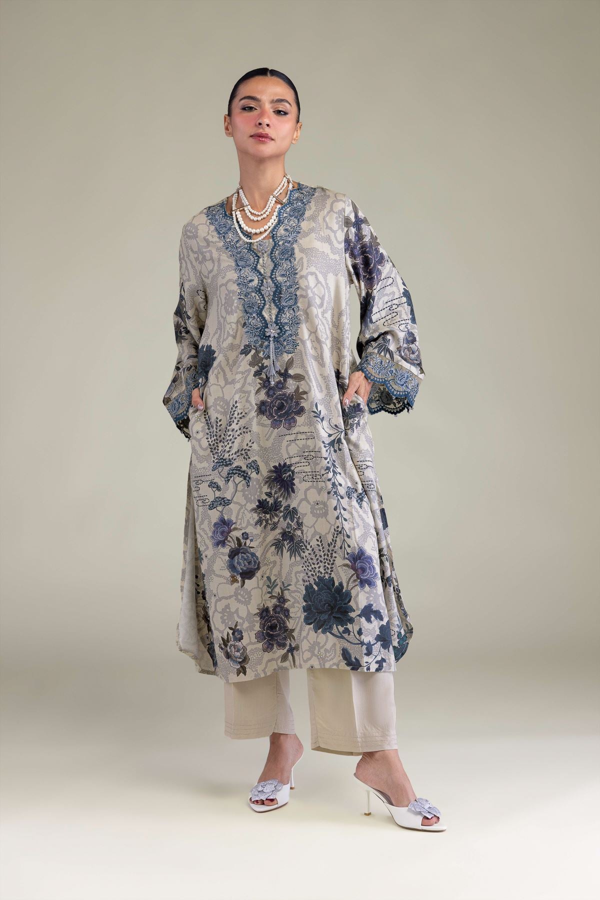 Floral Silk Kurta