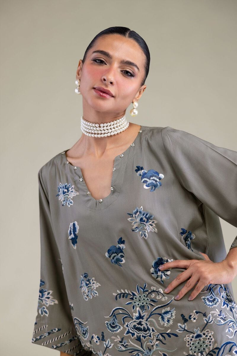 Floral Silk Kurta