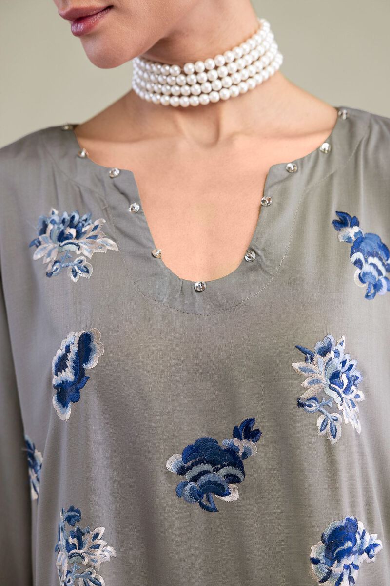 Floral Silk Kurta