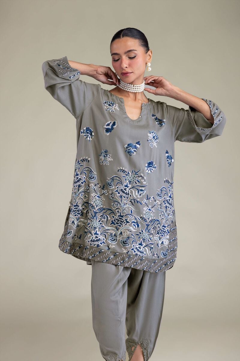 Floral Silk Kurta