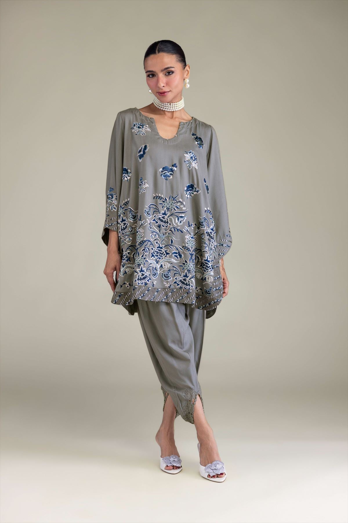 Floral Silk Kurta