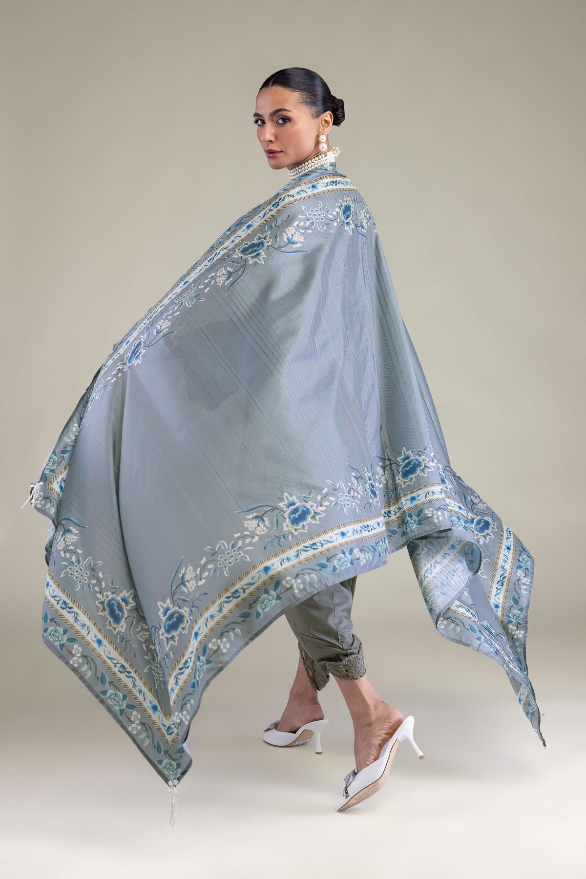 Floral Silk Dupatta