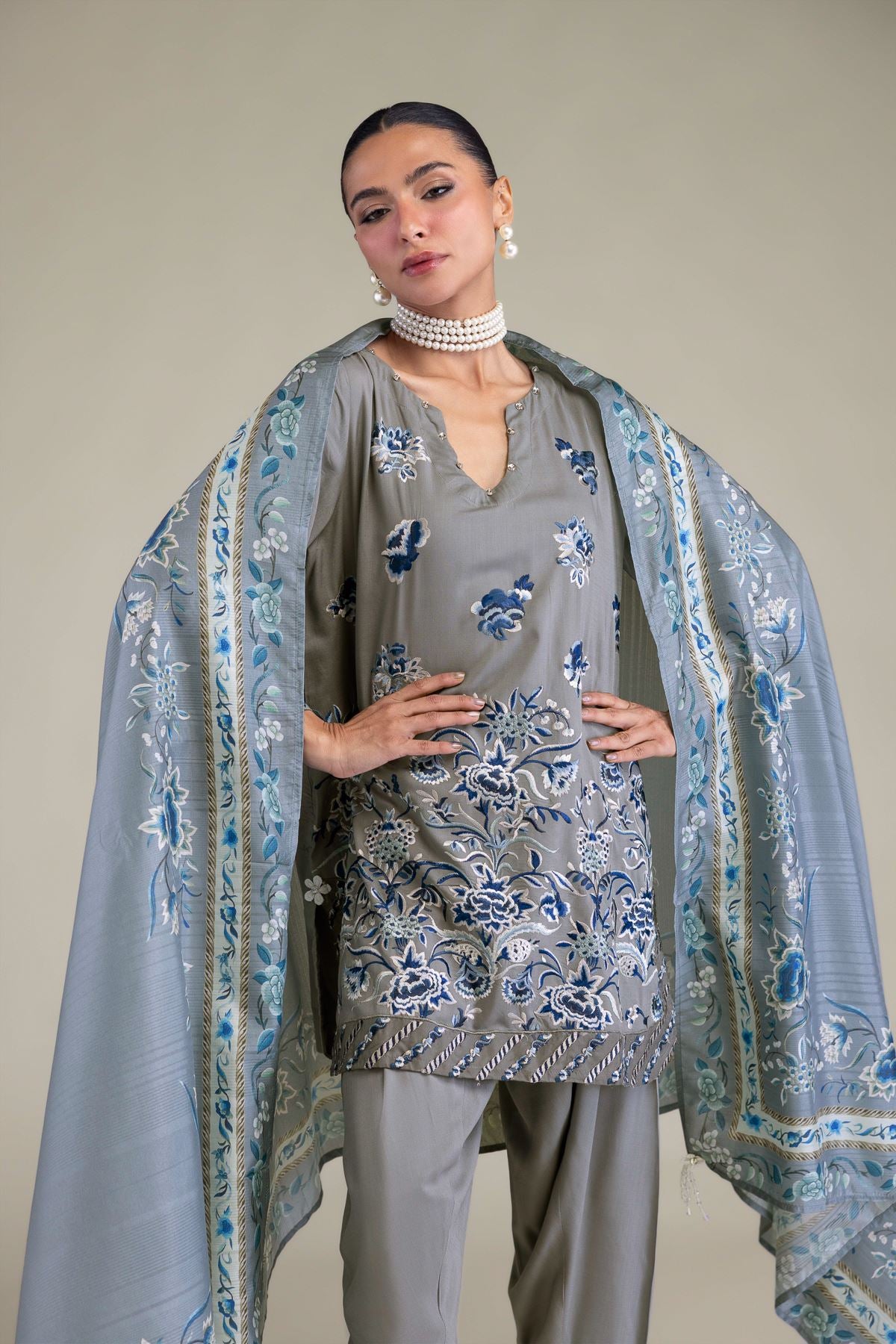 Floral Silk Dupatta