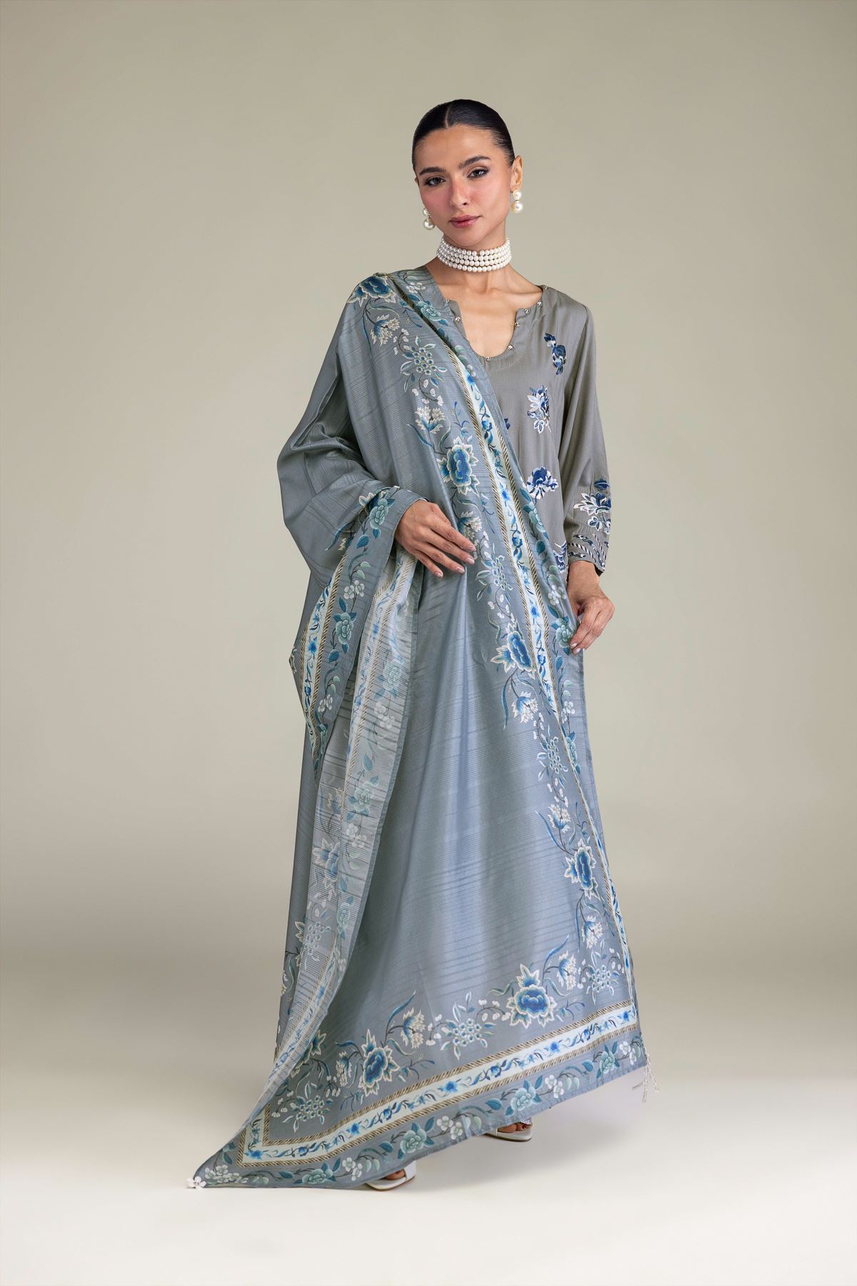 Floral Silk Dupatta