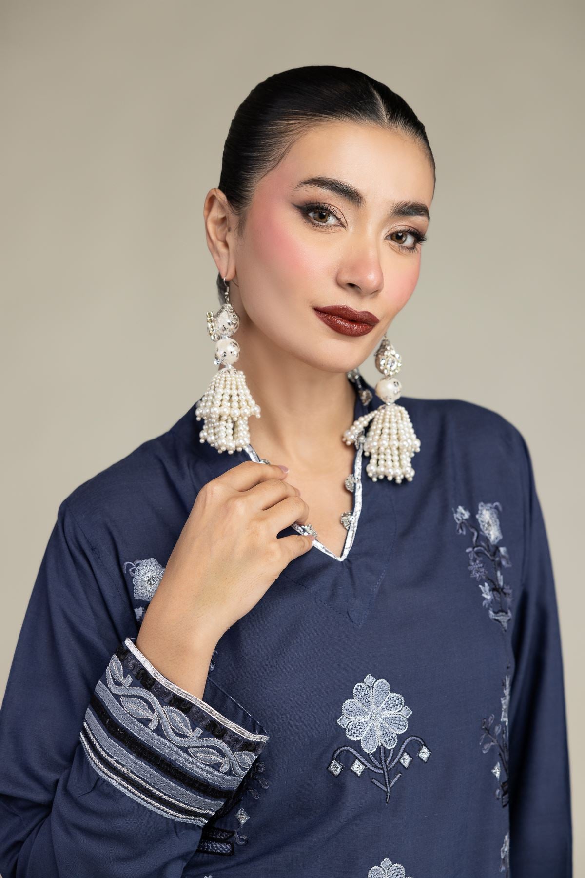 Floral V-Neck Kurta