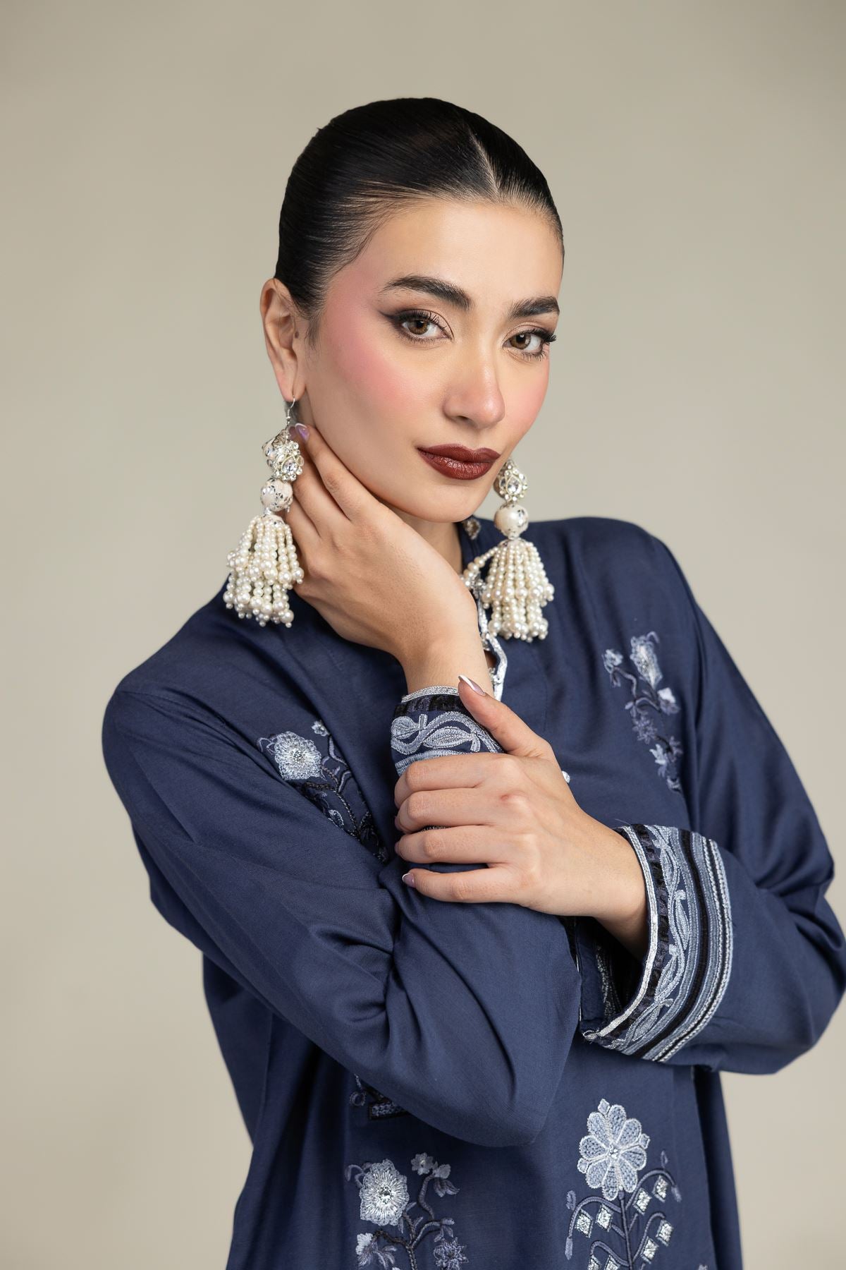 Floral V-Neck Kurta