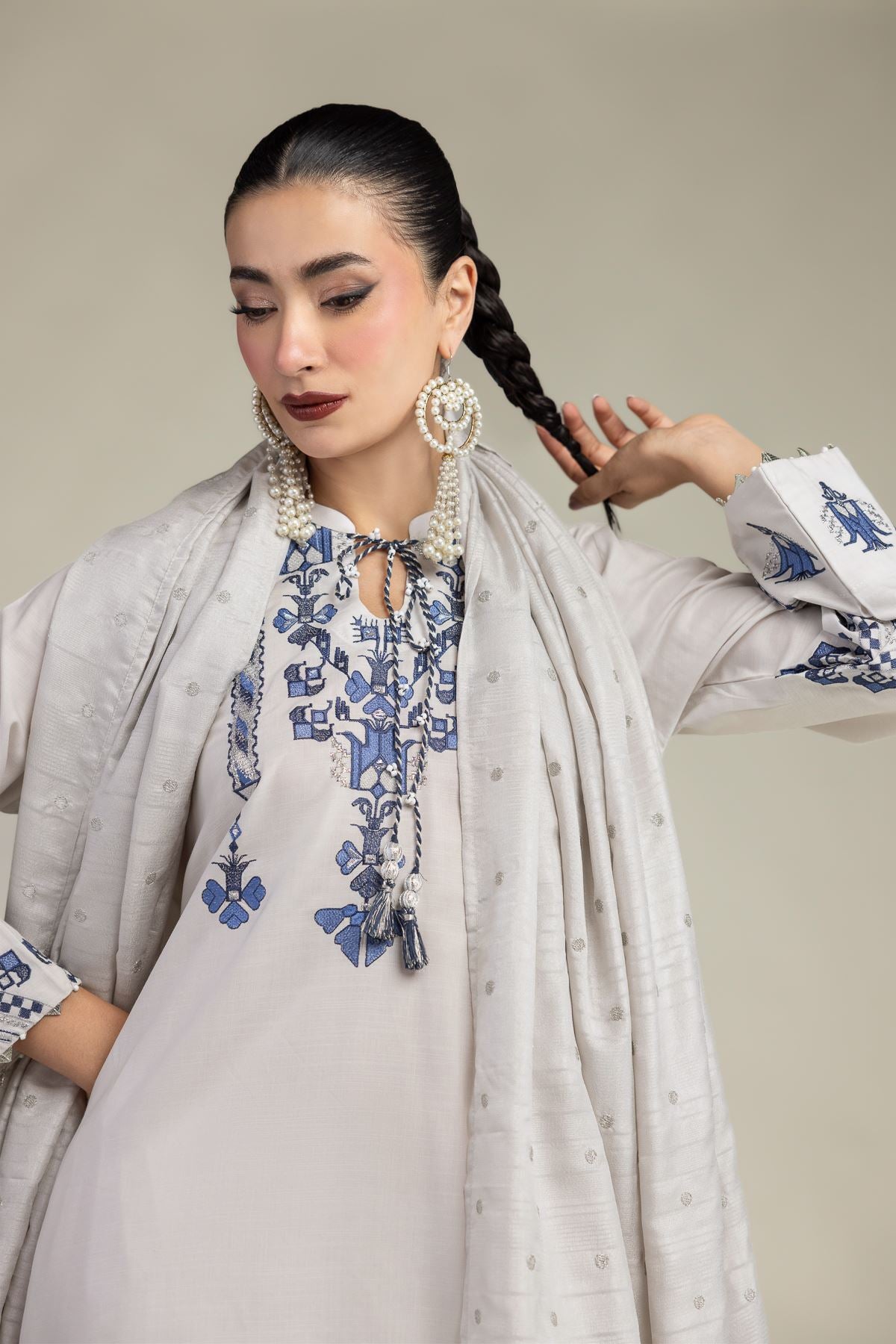 Embroidered Silk Dupatta