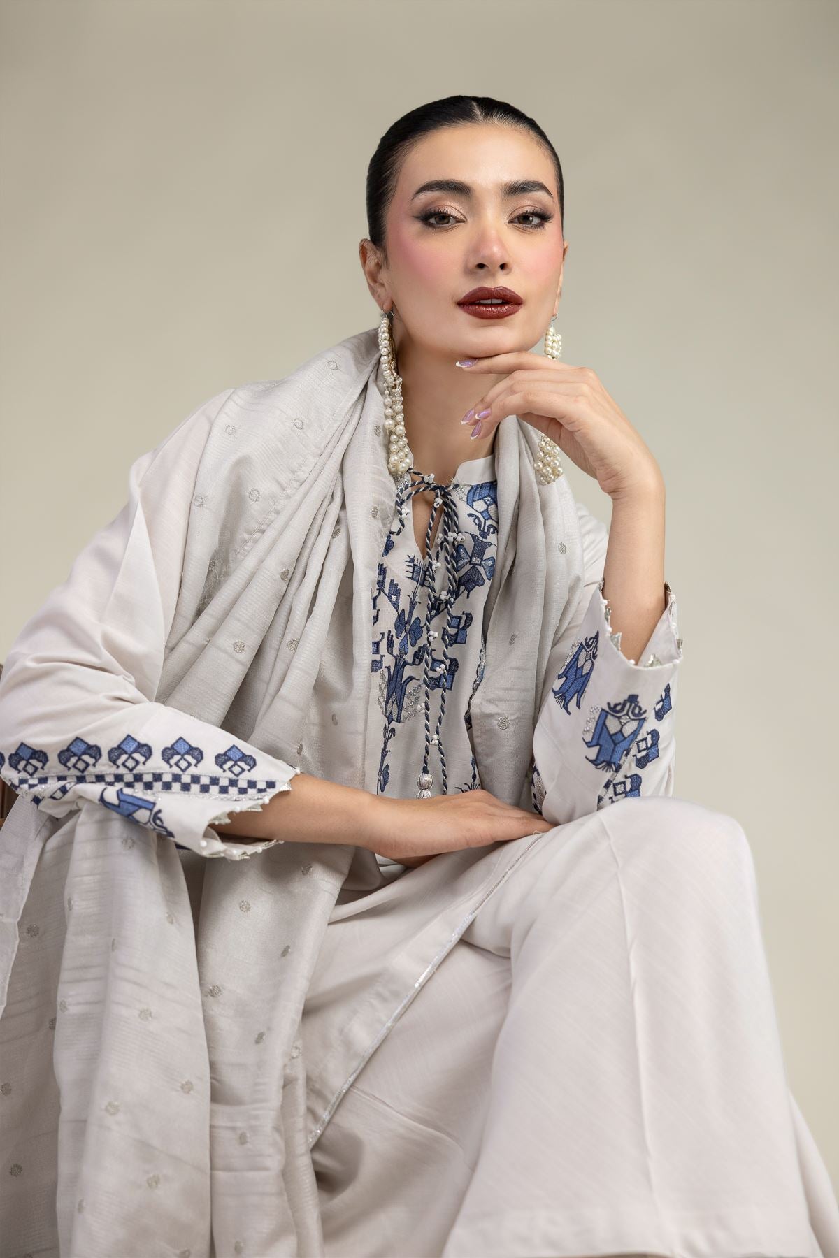 Embroidered Silk Dupatta
