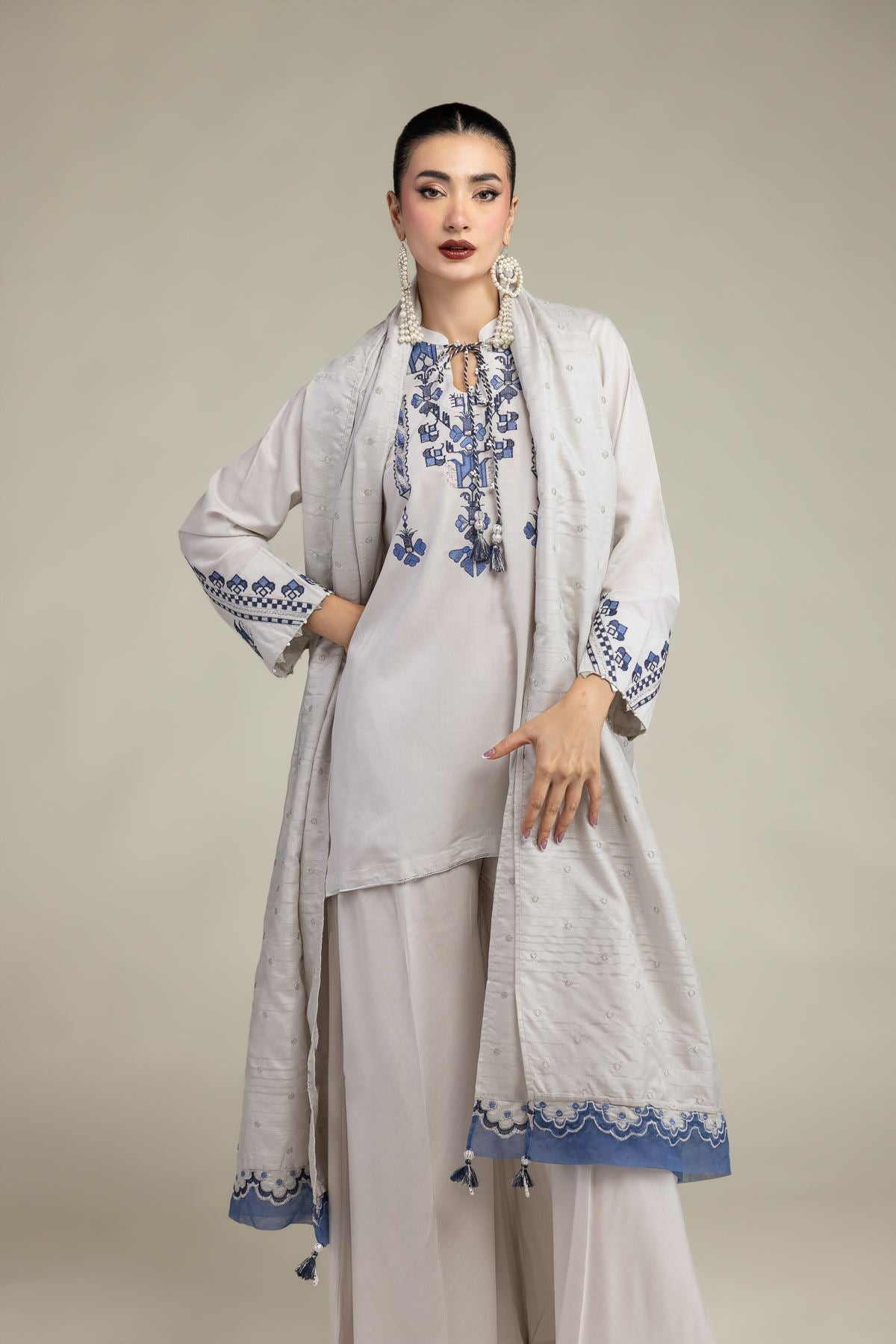 Embroidered Silk Dupatta