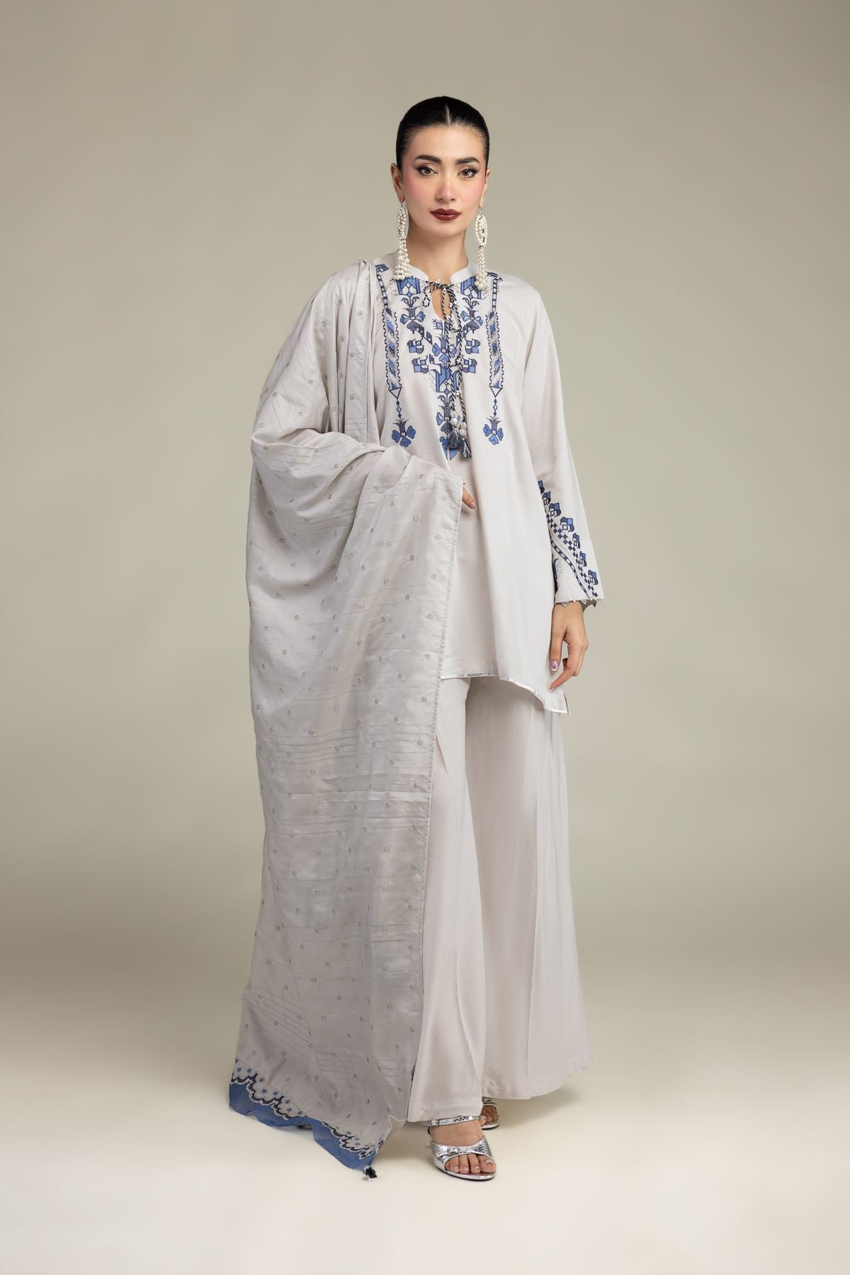 Embroidered Silk Dupatta