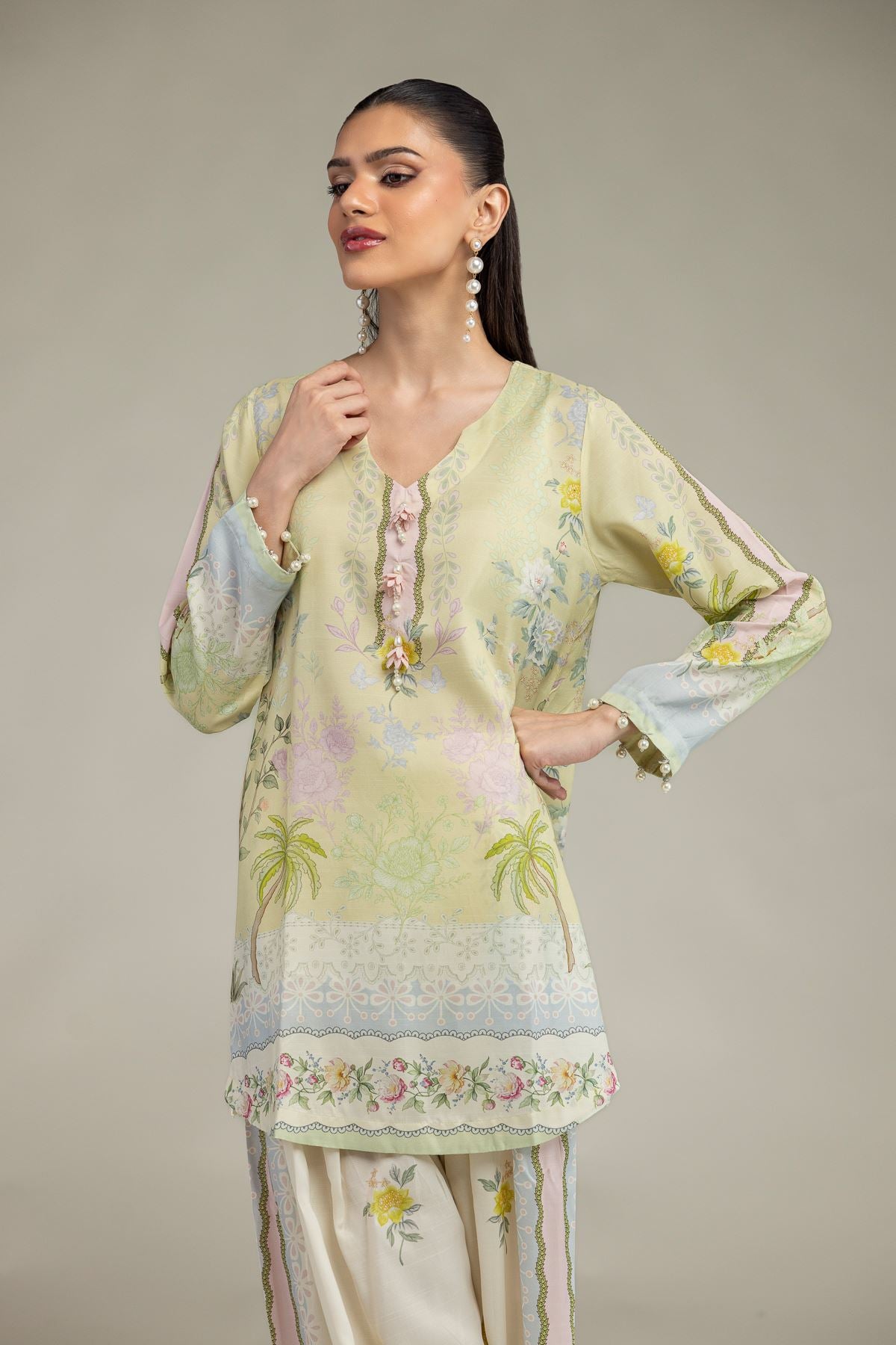 Floral Silk Kurta