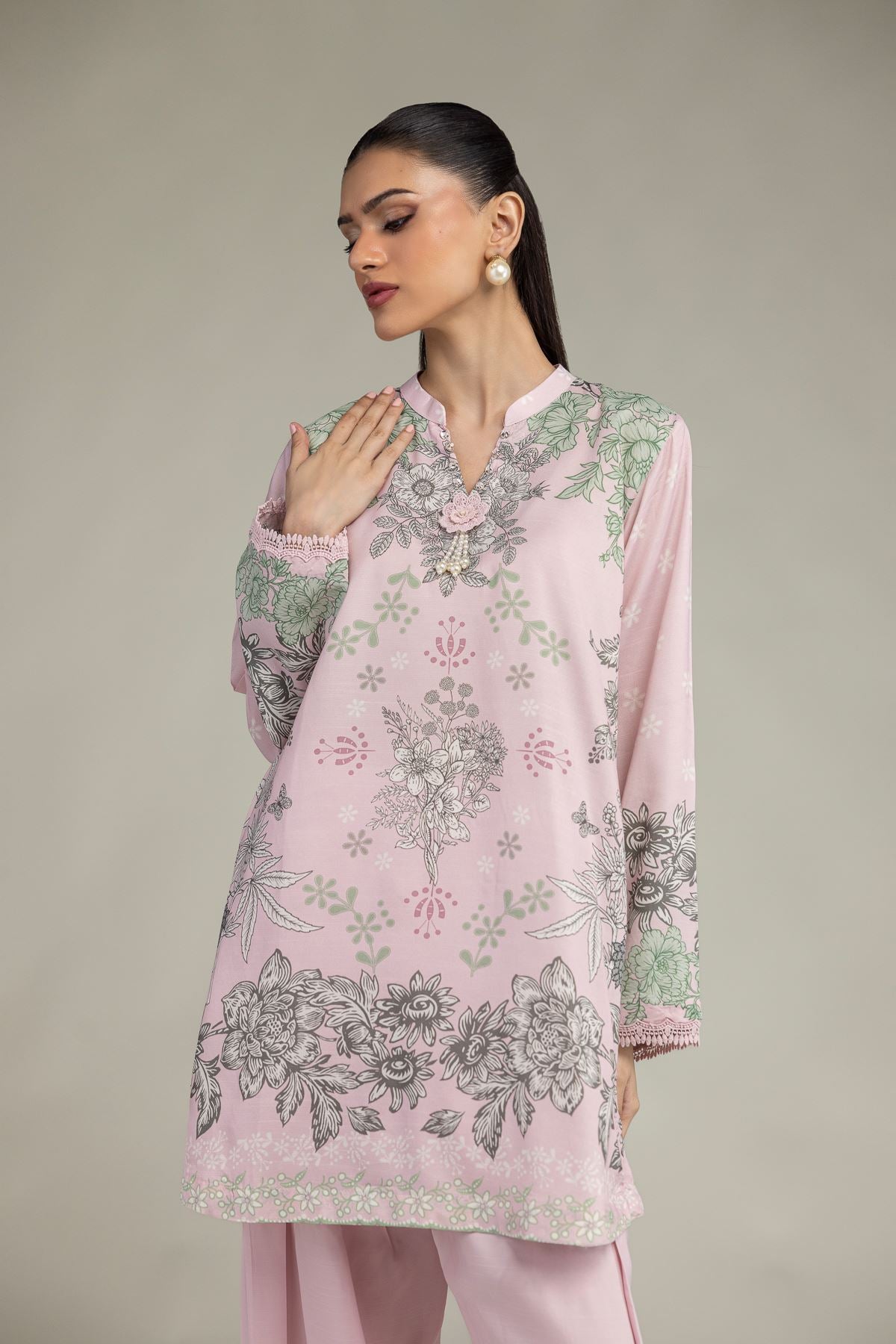 Floral Silk Kurta