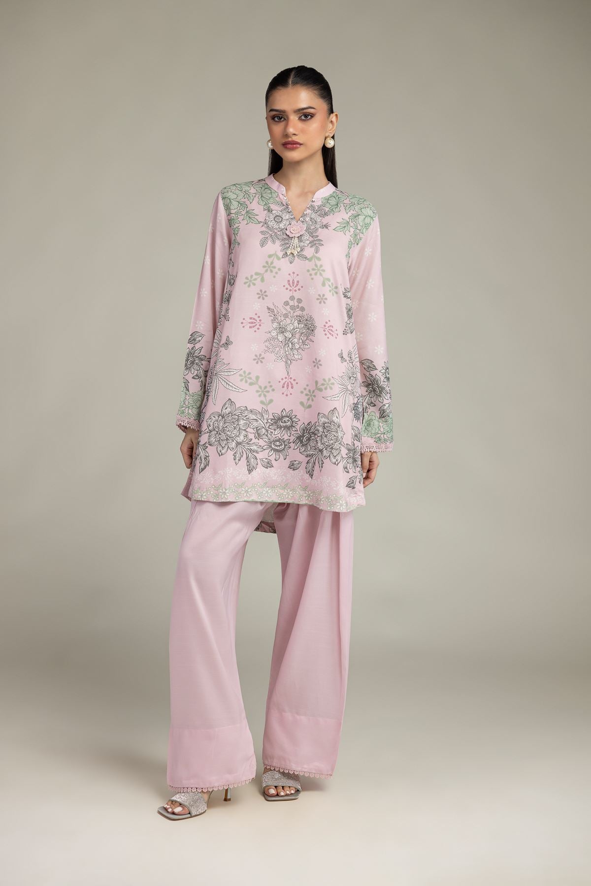 Floral Silk Kurta