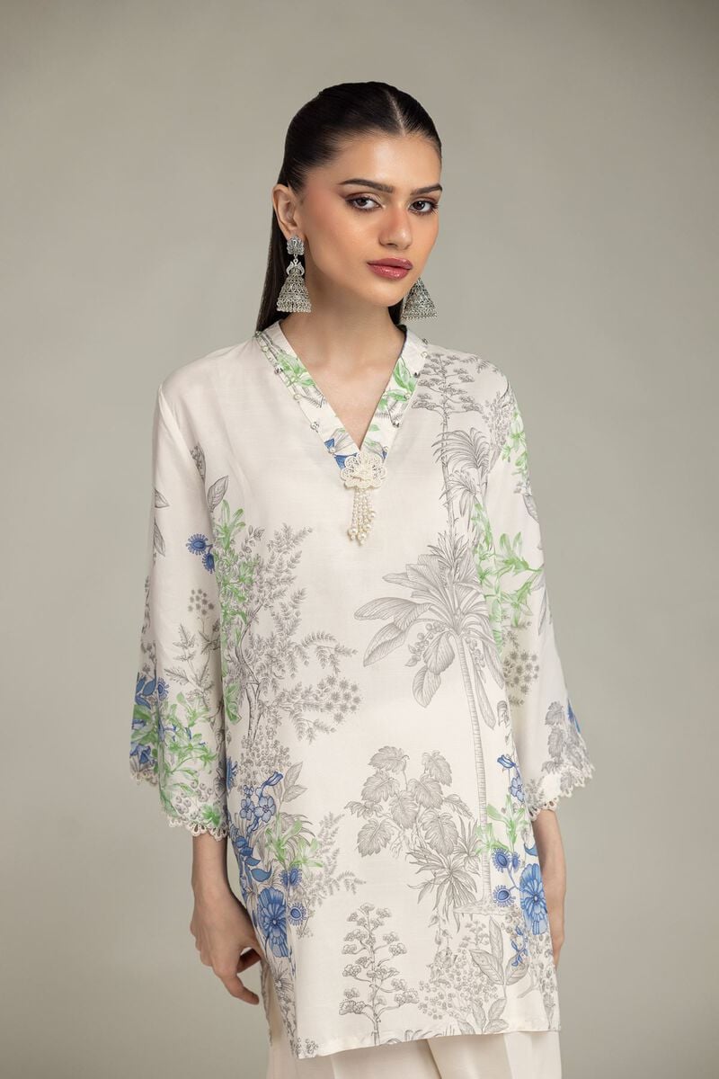 Floral V-Neck Kurta