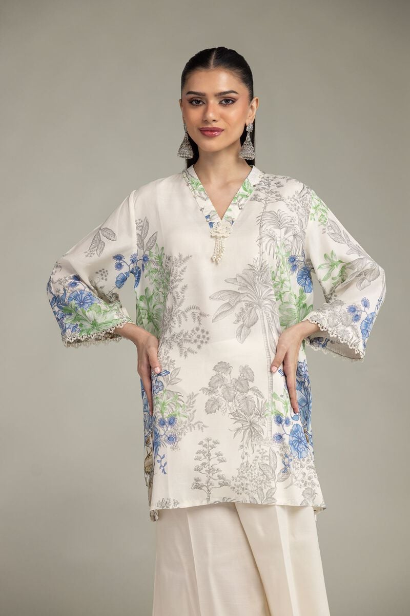 Floral V-Neck Kurta