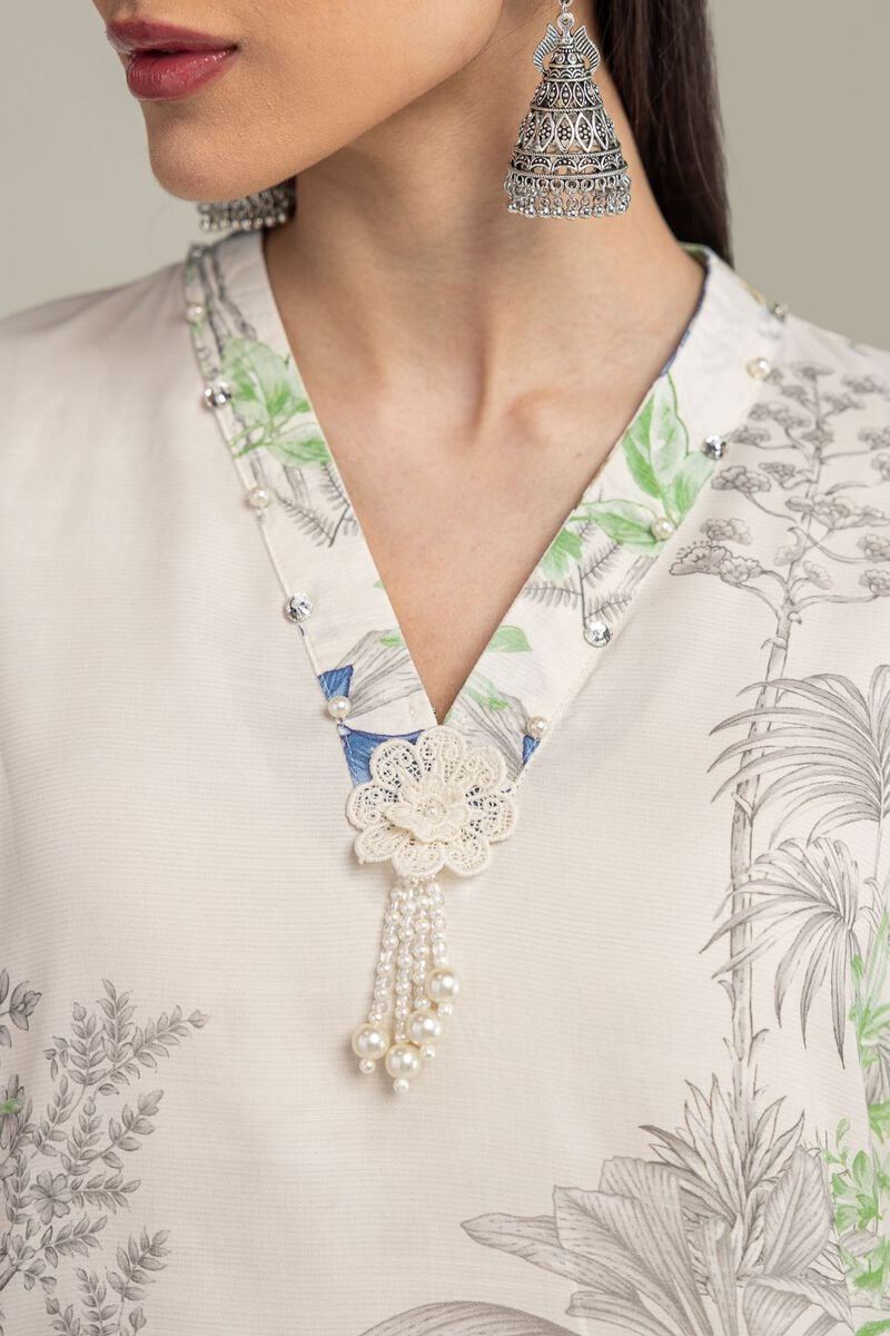 Floral V-Neck Kurta