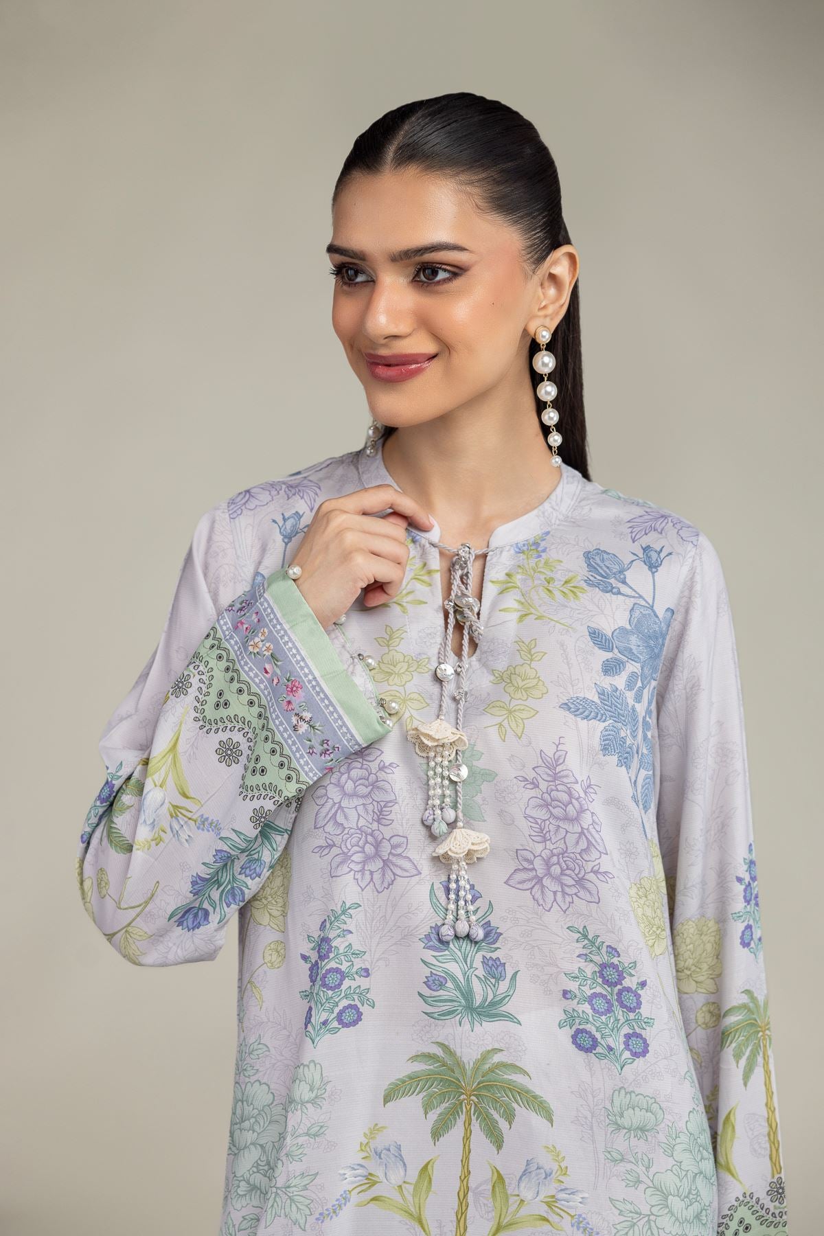 Floral Silk Kurta