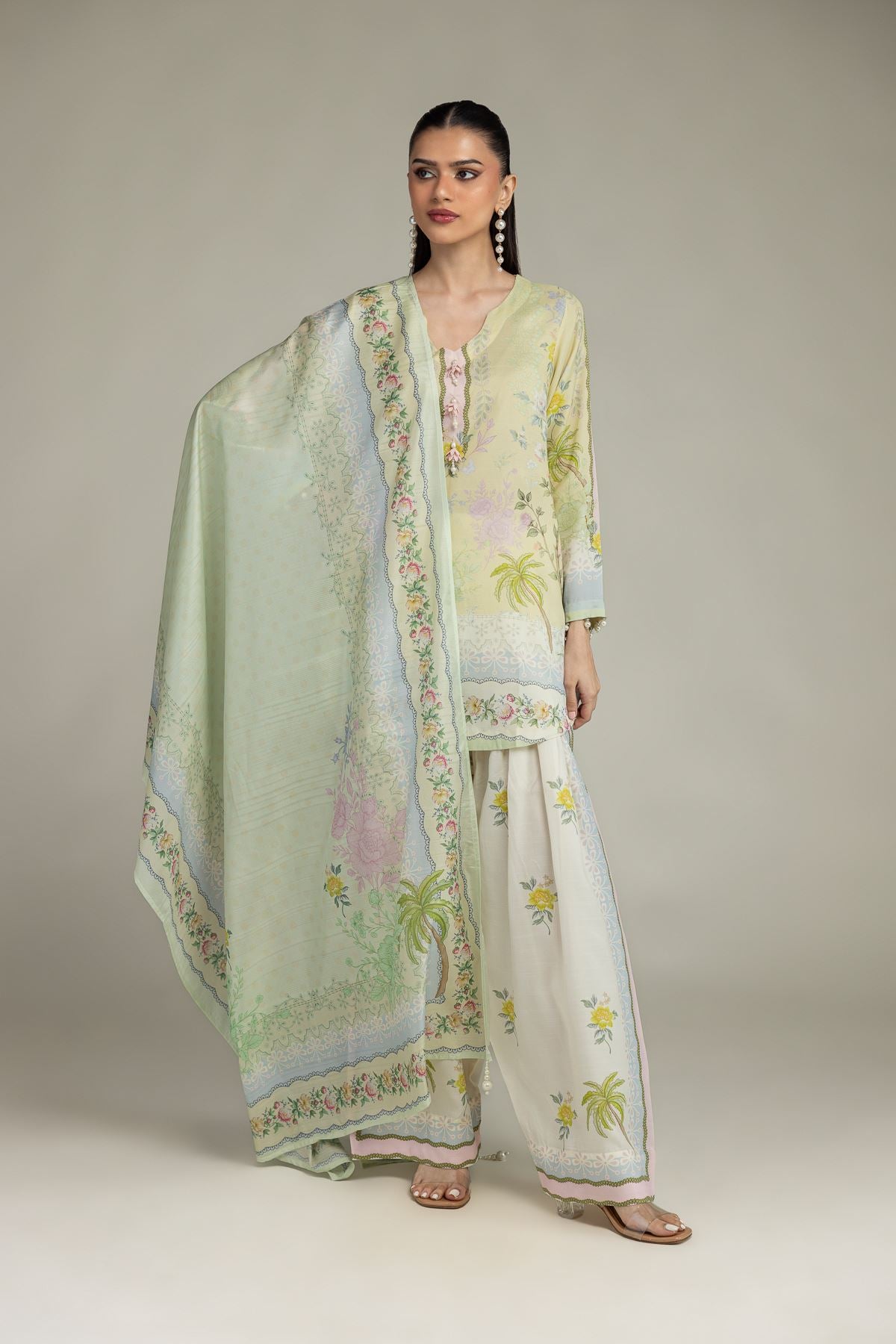 Floral Mint Dupatta