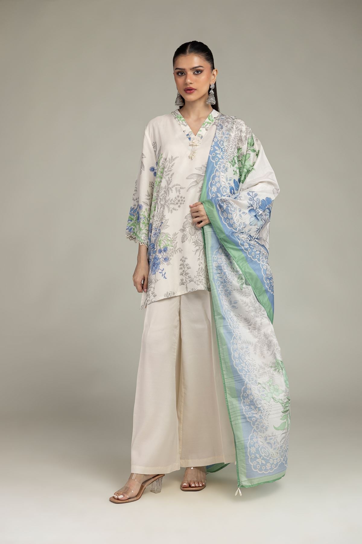 Floral Silk Dupatta
