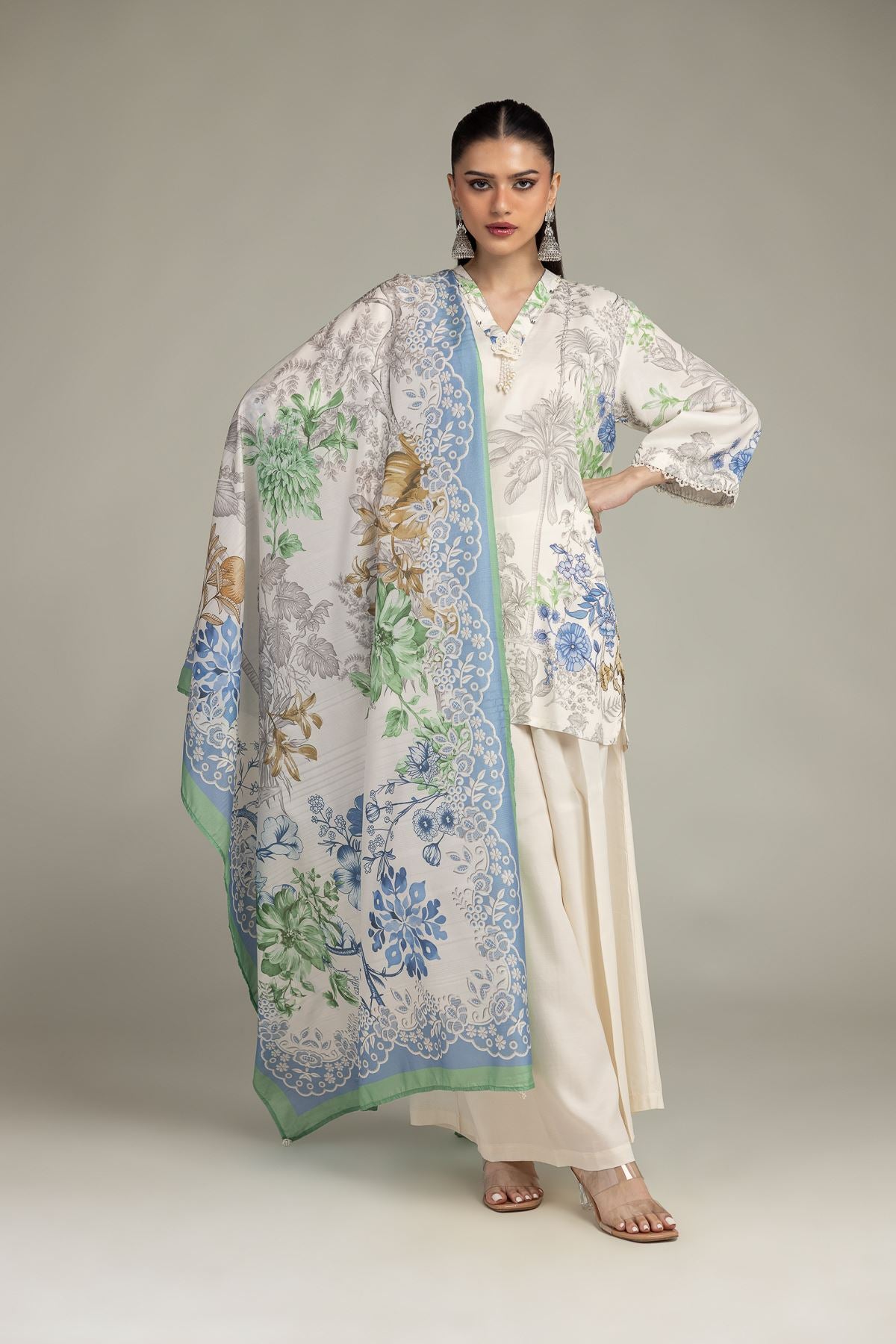 Floral Silk Dupatta