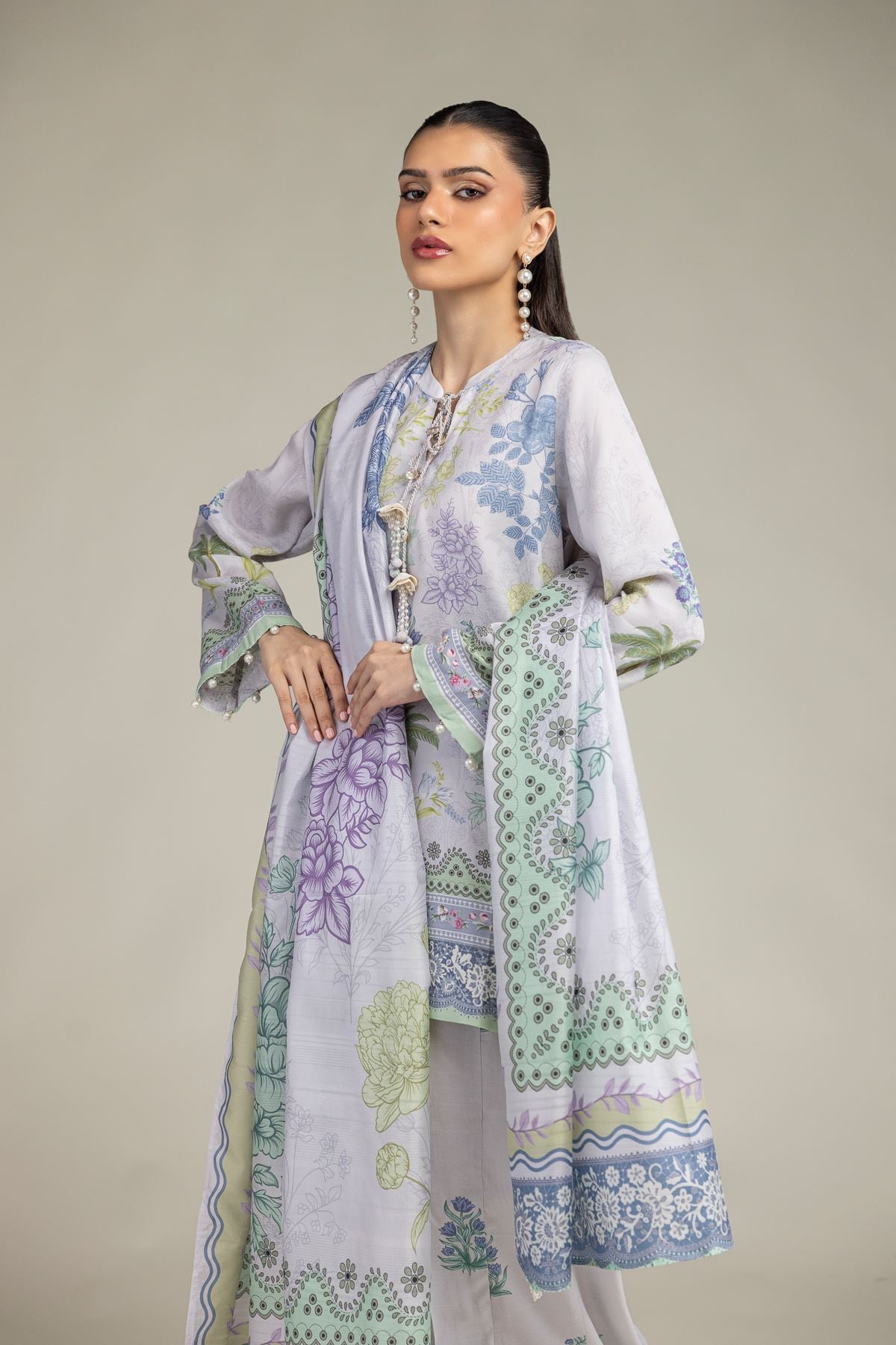 Floral Silk Dupatta