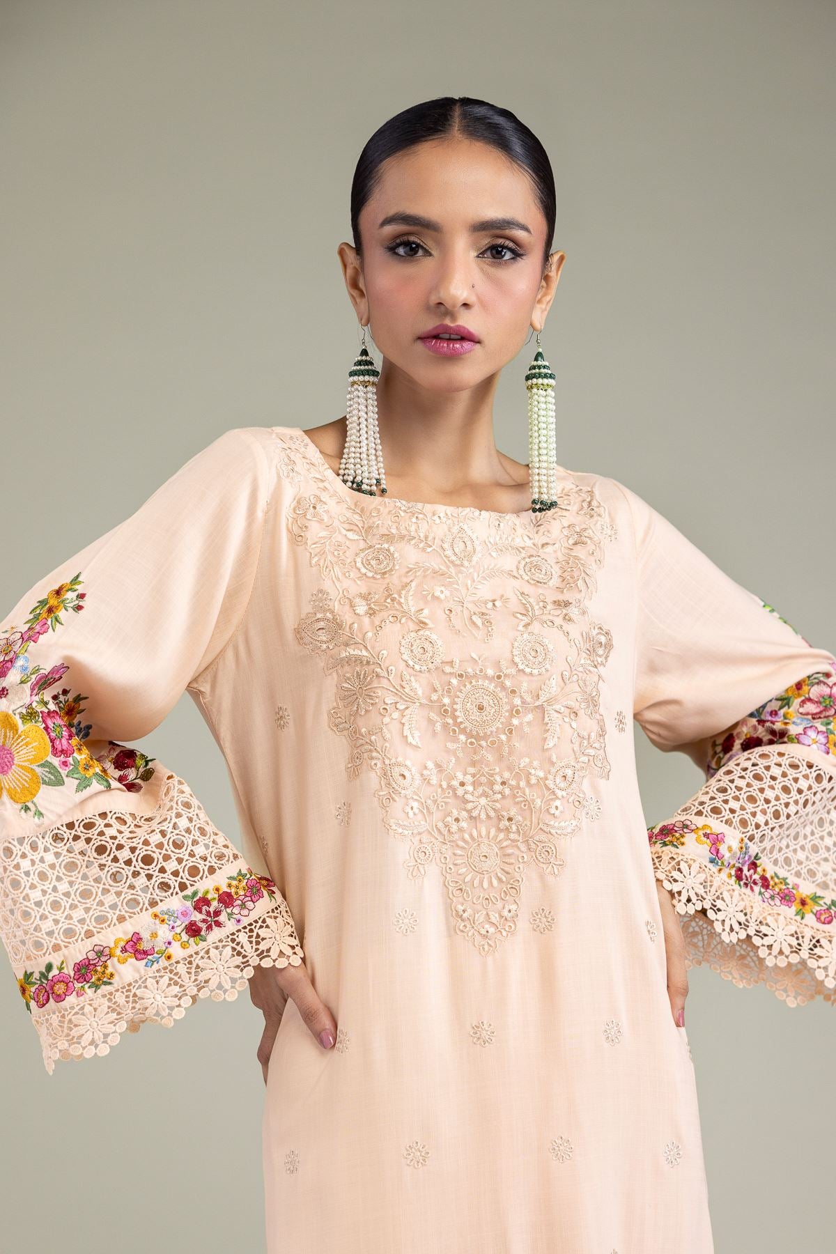 Floral Silk Kurta