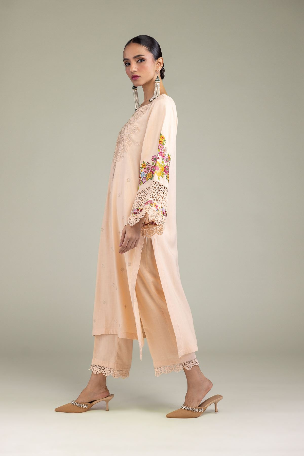 Floral Silk Kurta