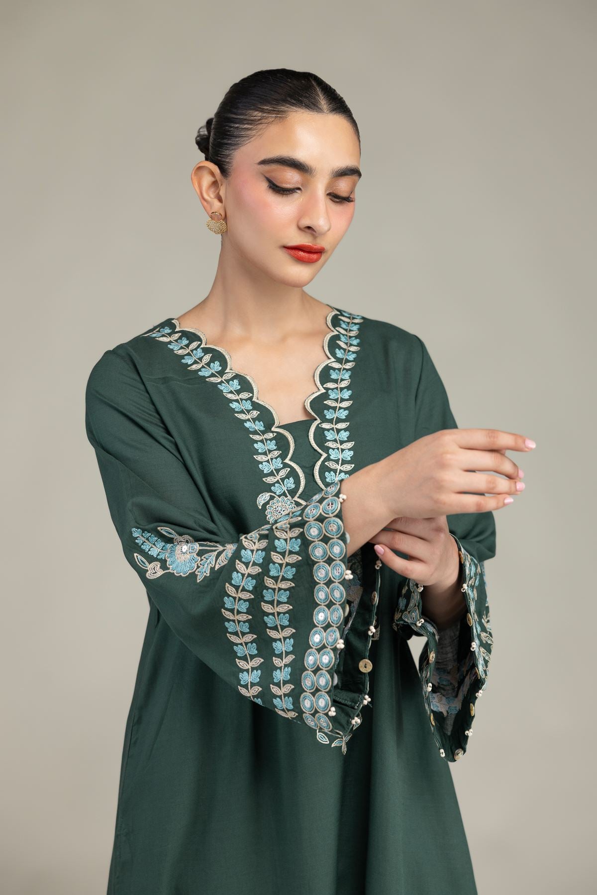 Green Floral Kurta
