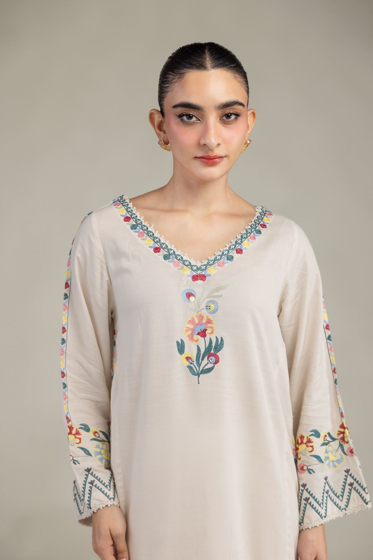 Floral Silk Kurta