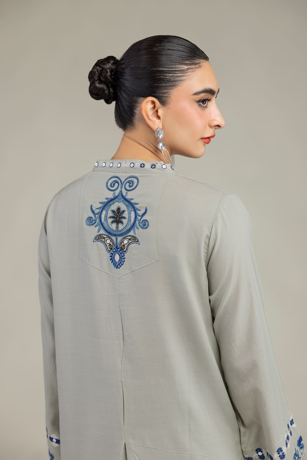 Floral V-Neck Kurta