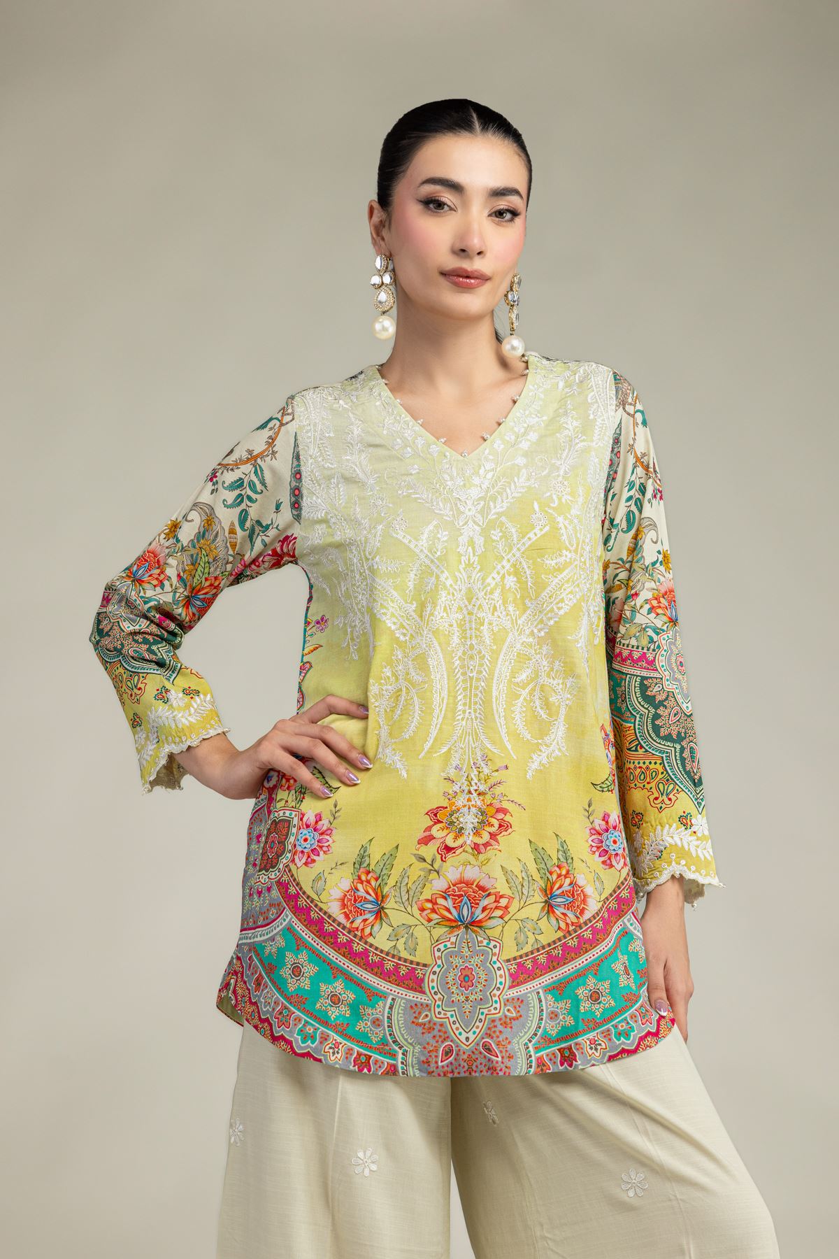 Short Floral Kurta