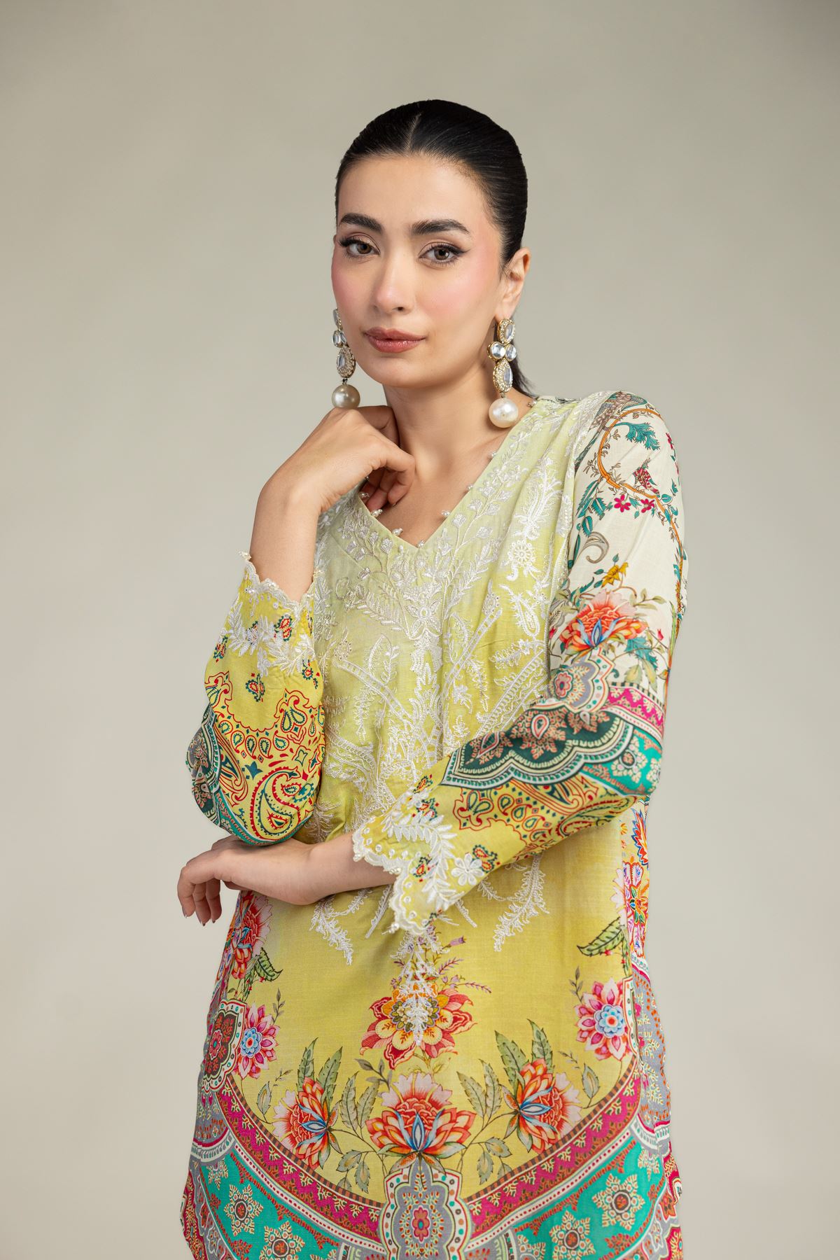 Short Floral Kurta