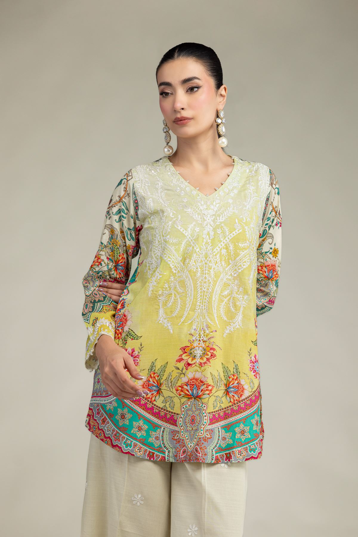 Short Floral Kurta