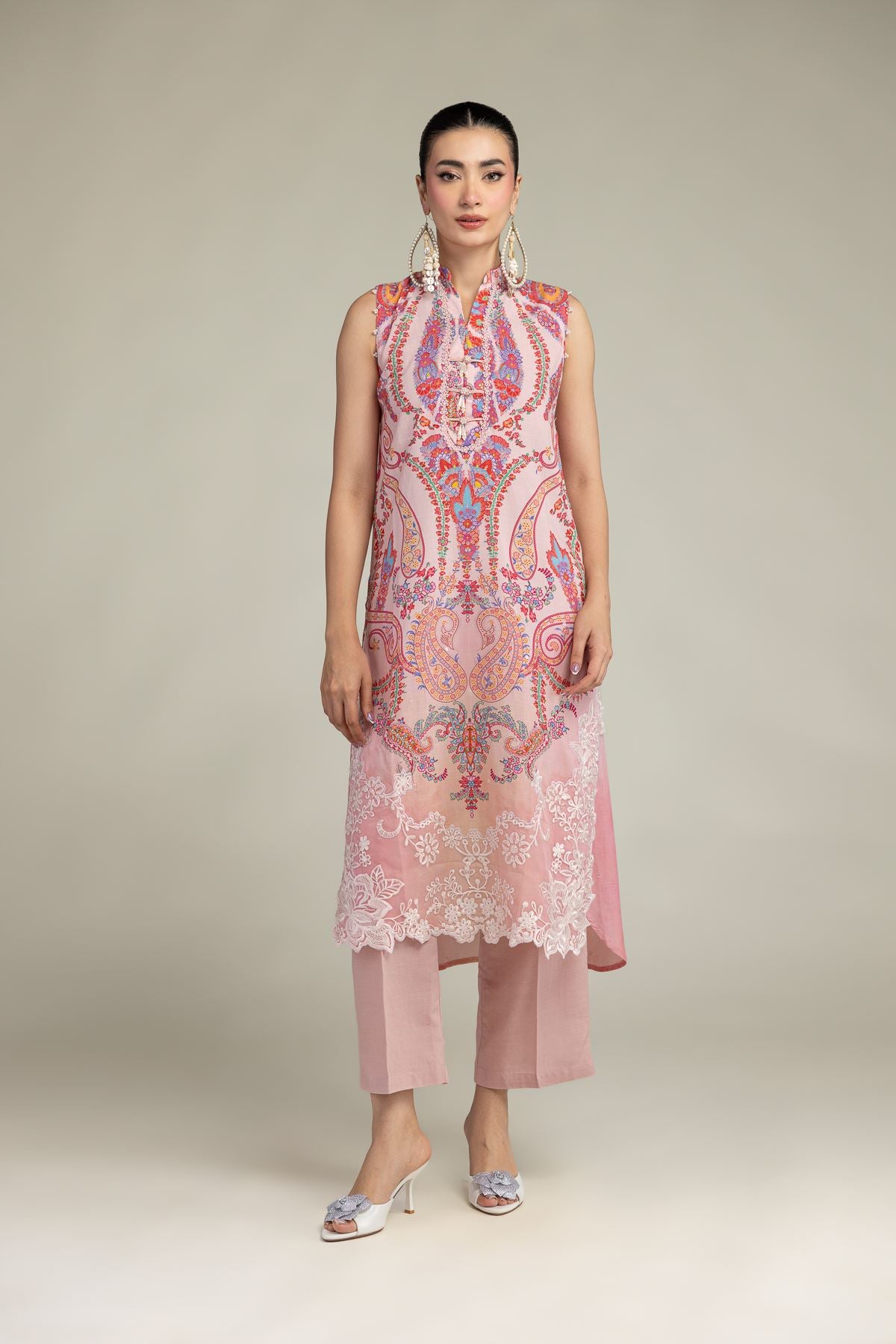 Pink Floral Kurta